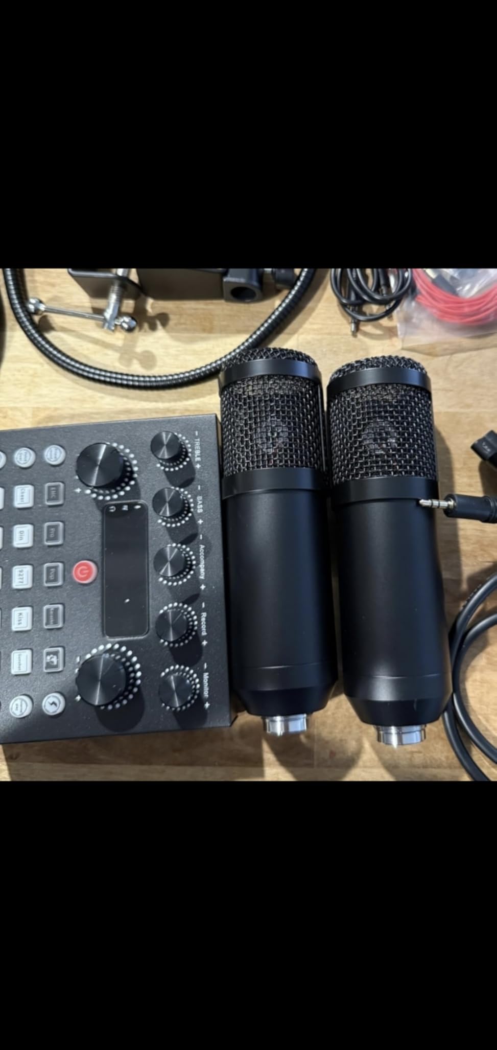 Podcast Equipment Bundle for 2, Audio Interface with Voice Changer Condenser Microphones for Gamer, All-in-One Audio Mixer Perfect for Live Streaming, Singing, YouTube, Gaming customer photo 1