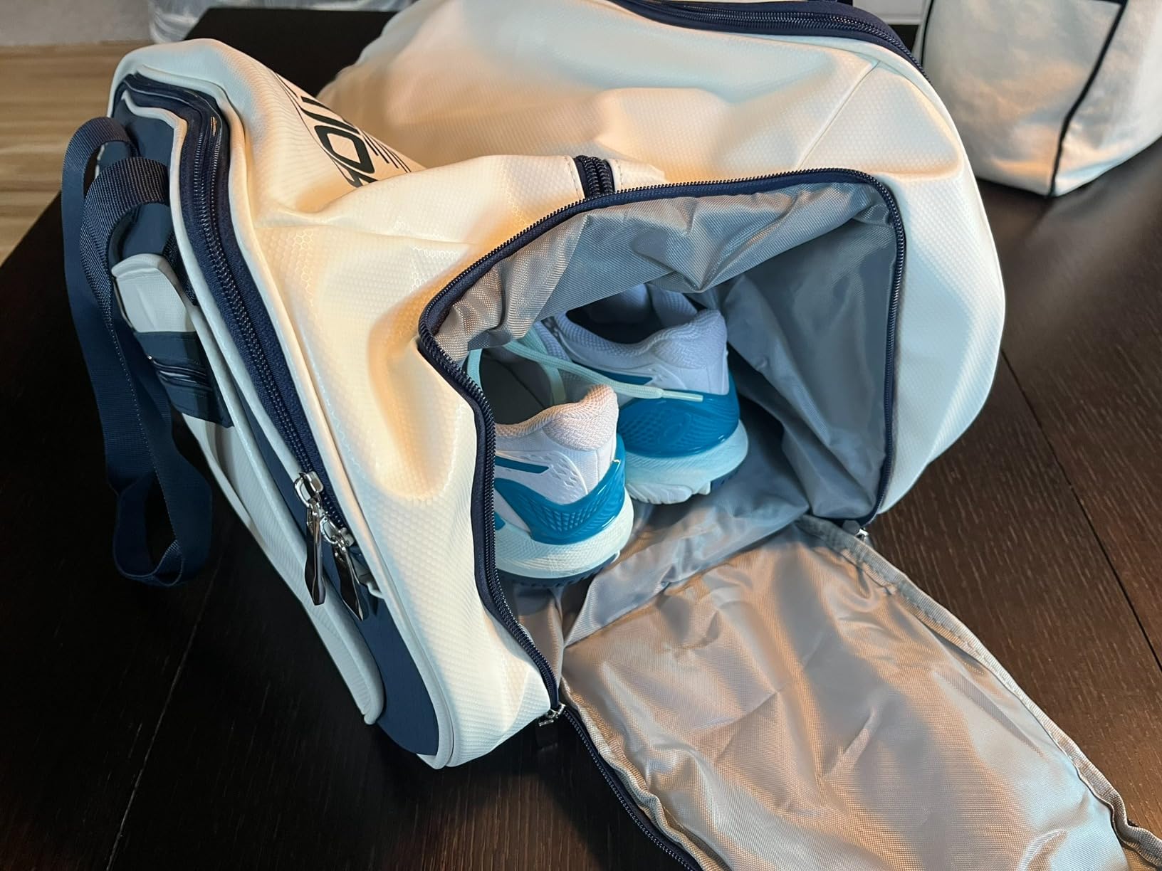 Tennis Bag Holds 2 Rackets with Shoe Compartment, Fence Hook & Ball Sleeve - Large PU Pickleball Paddles Backpack for Men & Women customer photo 1