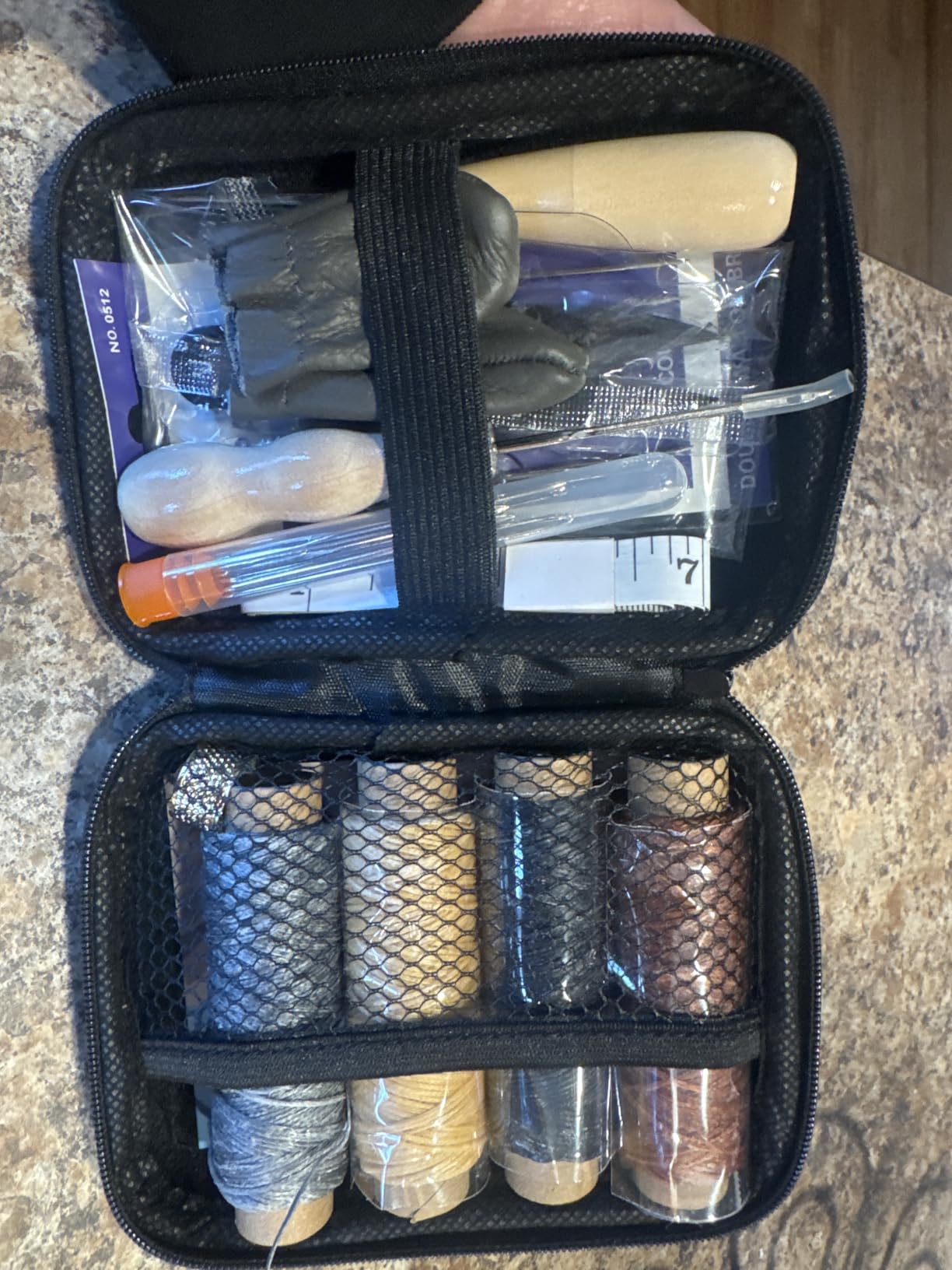 Morfen Upholstery Repair Kit, 71 Pcs Leather Sewing Kit, Leather Stitching Kit with Upholstery Thread, 3 Sewing Awl, Hand Sewing Stitching Needles, for Carseat Sofa Craft DIY customer photo 1