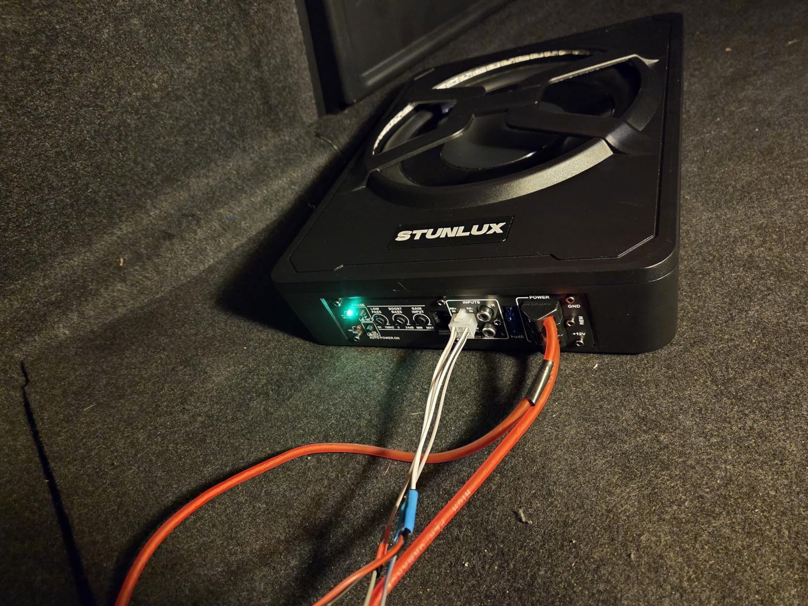 800W Slim Under Seat Powered Car Subwoofer Kit with Colorful LED Light,High/Low Level Input, Built-In Amplifier, And Car/Truck Audio System for Ultimate Sound Performance - Subwoofer and Amp Package customer photo 1