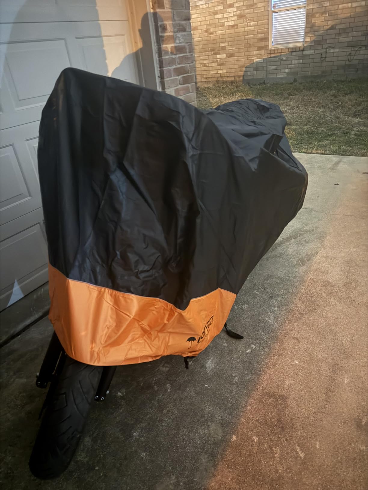 Motorcycle Cover Waterproof Outdoor Storage with Lock-Holes, Zipper Storage Bag & Night Reflective Design, All Season Protection Powersports Vehicle Covers Fits up to 96.5