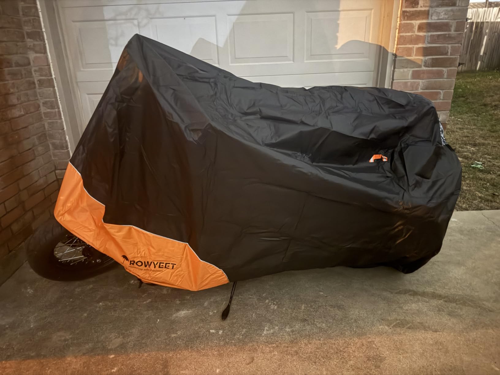 Motorcycle Cover Waterproof Outdoor Storage with Lock-Holes, Zipper Storage Bag & Night Reflective Design, All Season Protection Powersports Vehicle Covers Fits up to 96.5