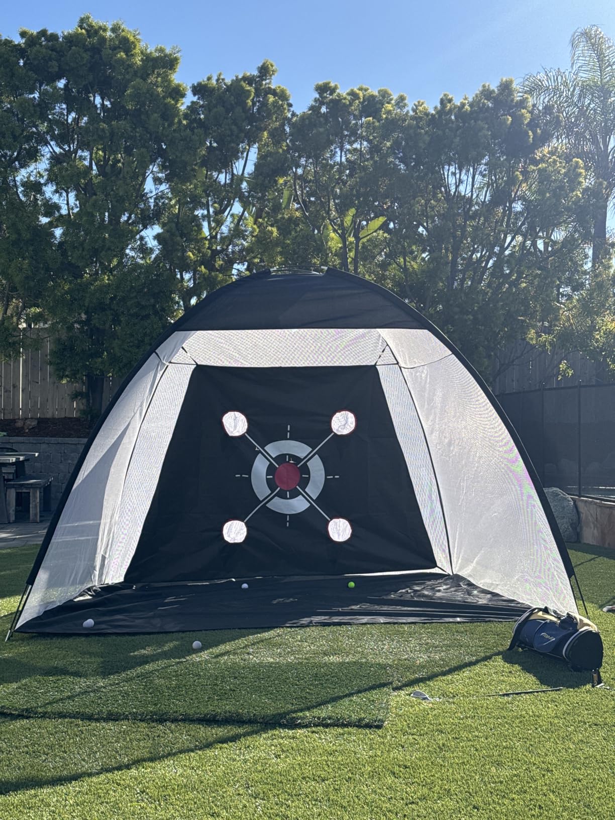 Golf Net with Practice Mat,Golf Hitting Aid Nets 10x7FT for Backyard Driving Chipping Training Swing with Target Mat Balls for Outdoor Indoor,Gifts for Men Dad Him and Golfer customer photo 1