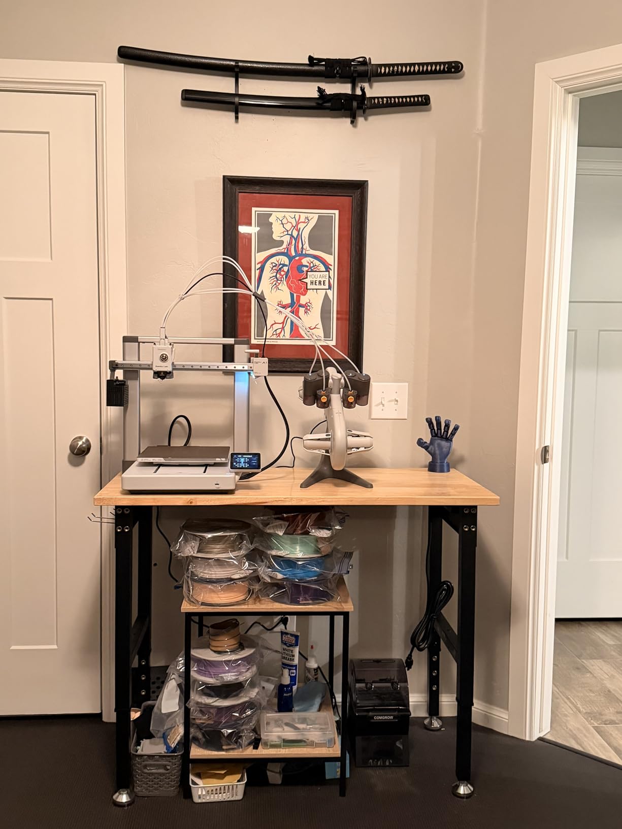 SPECRAFT Adjustable Heavy Duty Workbench with 4 AC Outlet and 2 USB Ports Power Outlets, 2000 Lbs Capacity, Rubber Wood Top for Garage, Workshop, Office customer photo 1