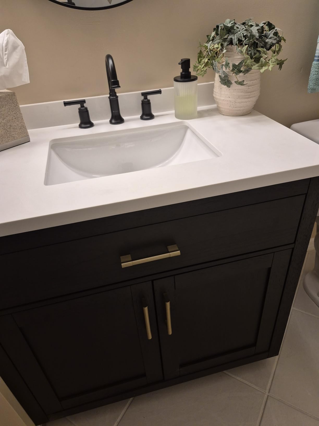 OVE Decors Bailey 72 in. Double Sink Freestanding Matte Black Wood Bathroom Vanity with White Quartz Top, Matching Backsplash and Power Bar customer photo 1