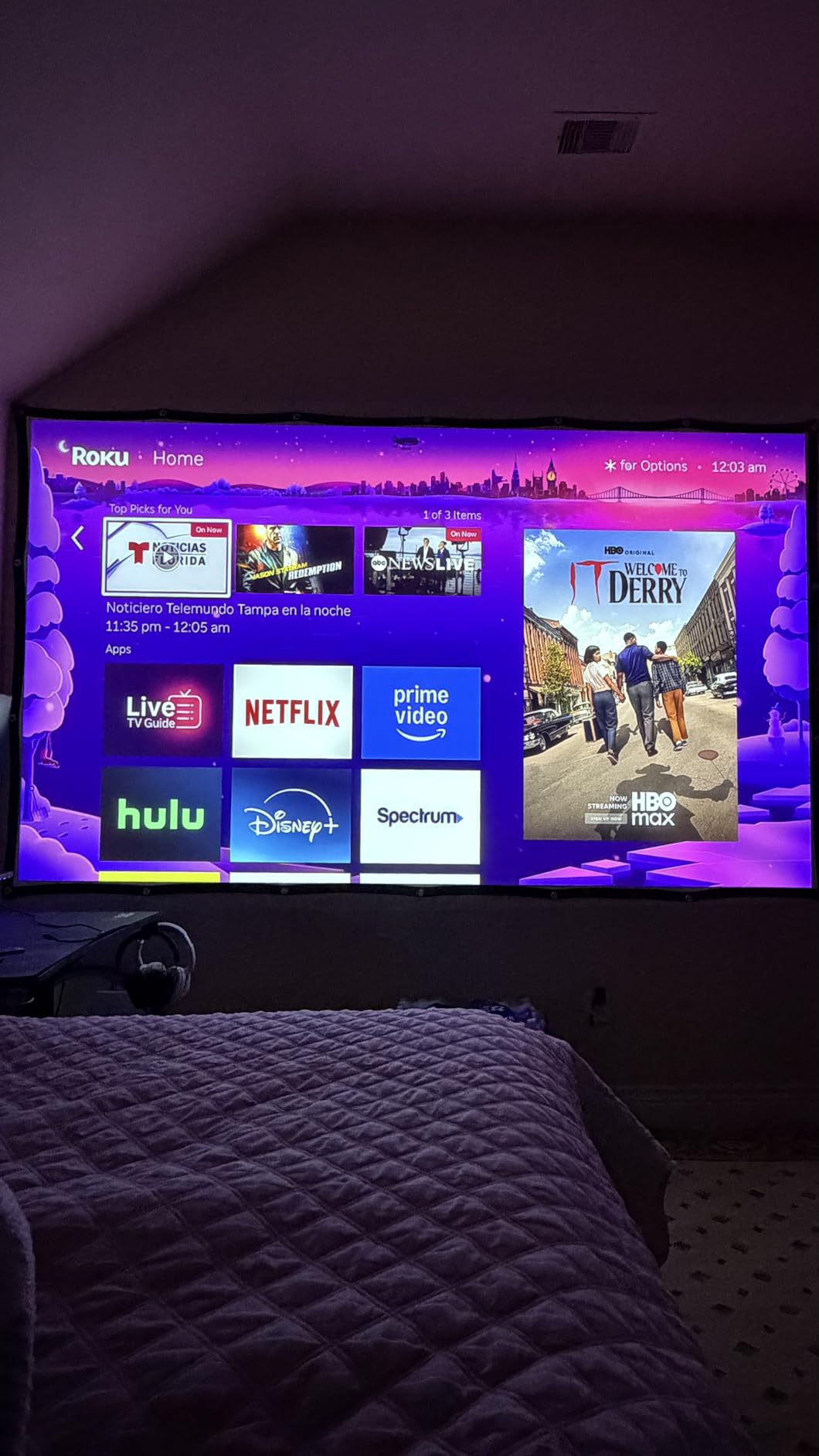 EpiqVision Mini EF21 Portable Smart Laser Projector, Bright 1,000 Lumens, FHD 1080p HDR, 3-Chip 3LCD, Google TV, Netflix, Stereo Speakers, Family Party/Outdoor Backyard/Home Theater - White customer photo 2