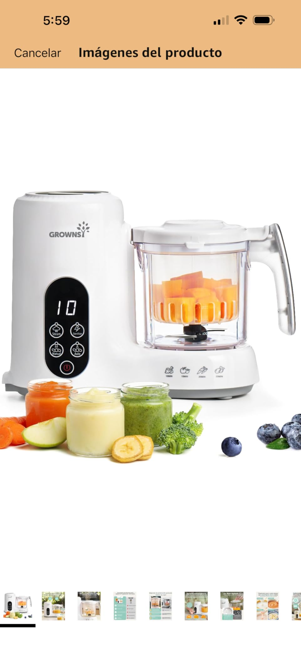 Grownsy Baby Food Maker with Steam Basket, One Step Baby Food Processor Steamer Puree Blender Grinder Mills Machine, Auto Cooking Grinding and Sterili-zing for Healthy Homemade Baby Food, BPA-Free customer photo 1