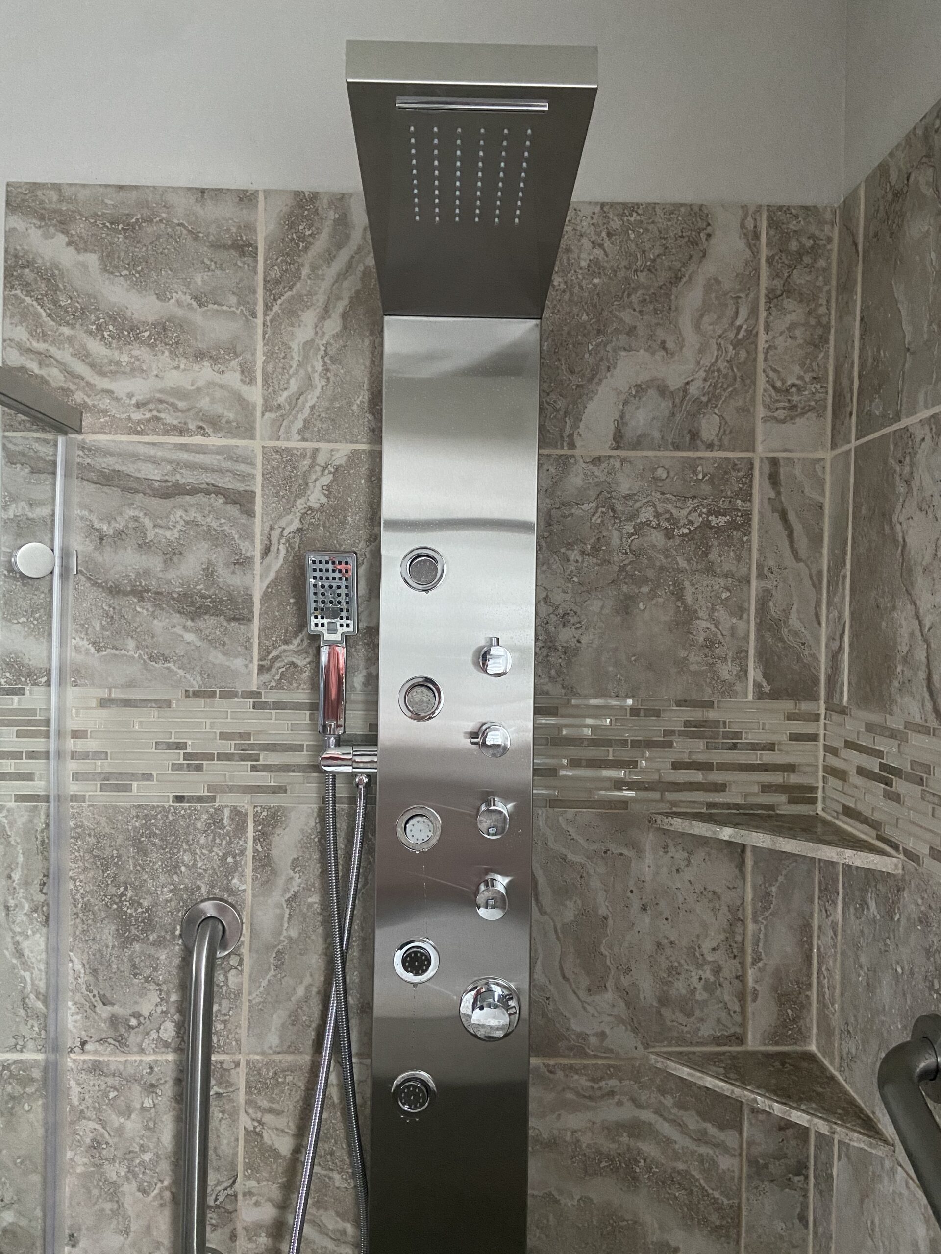 ROVATE Shower Panel Tower System with Rainfall Waterfall Shower Head, Elegant Matte Black 4-in-1 Shower-Tower with Jets and Handheld, Stainless Steel Shower Column High Pressure customer photo 1