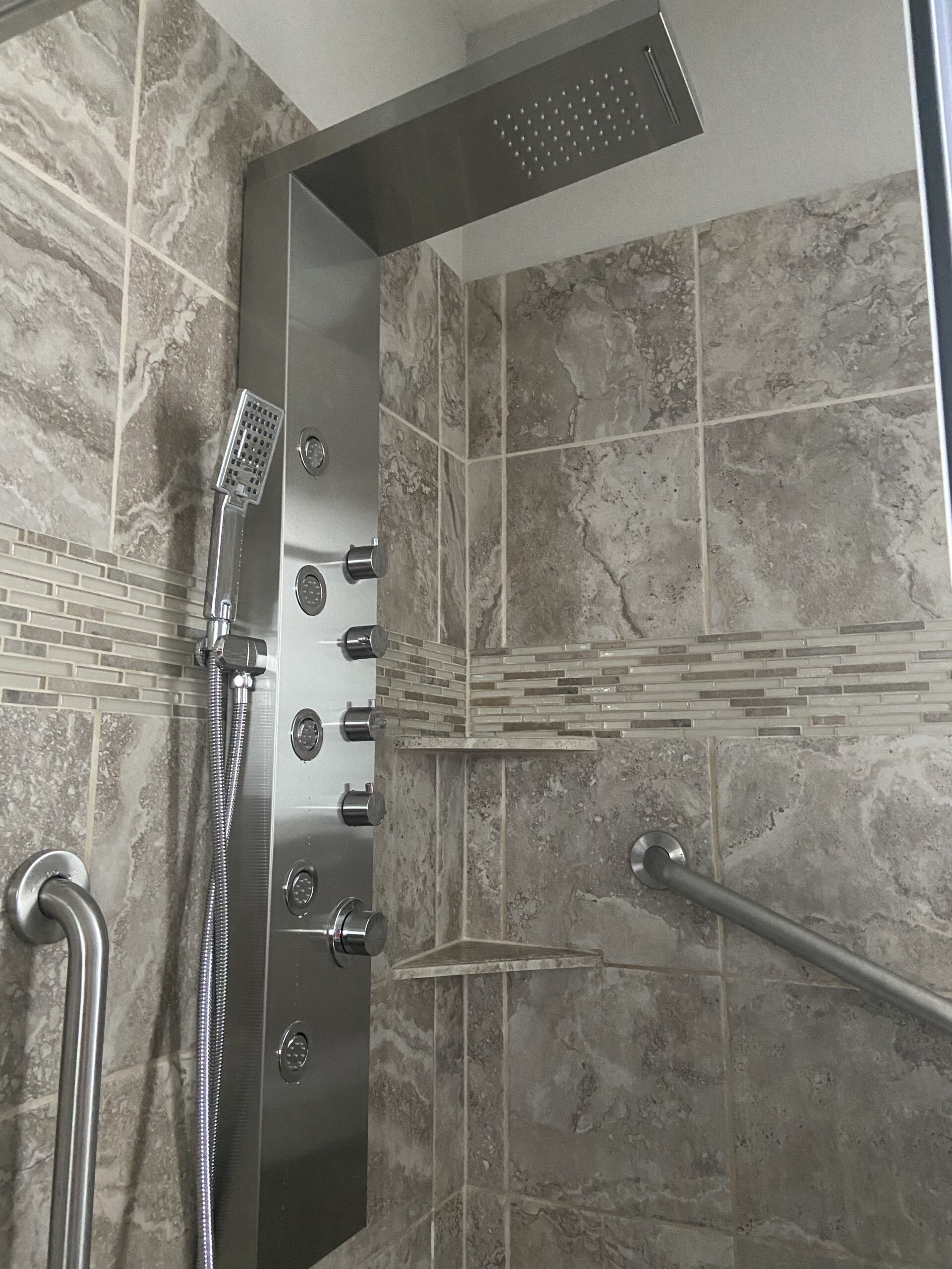 ROVATE Shower Panel Tower System with Rainfall Waterfall Shower Head, Elegant Matte Black 4-in-1 Shower-Tower with Jets and Handheld, Stainless Steel Shower Column High Pressure customer photo 2