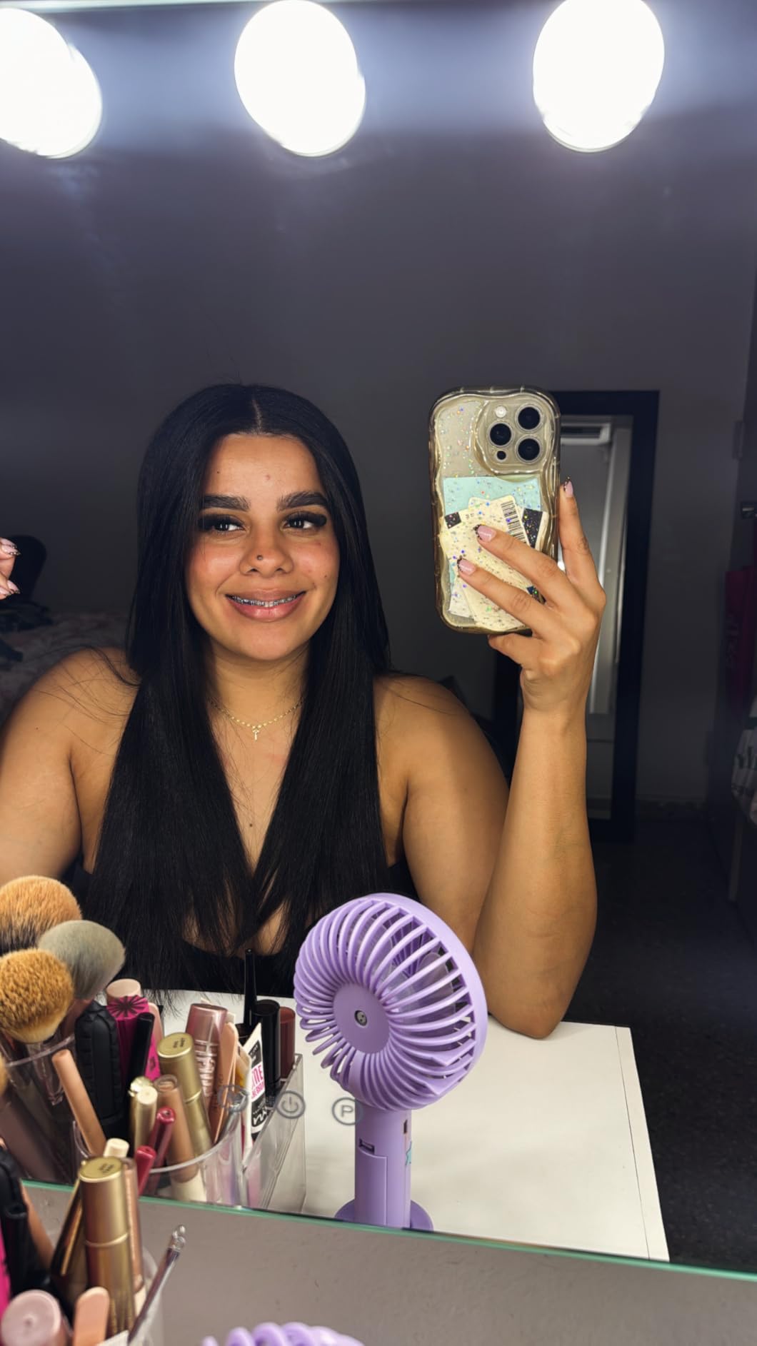 Moonee Vanity Mirror with Lights, Hollywood Lighted Makeup Mirror with 15 Dimmable Bulbs and 10X Magnification, 3 Colors Modes, Light Up Mirror, Perfect Valentine's Day Gift for Her（23