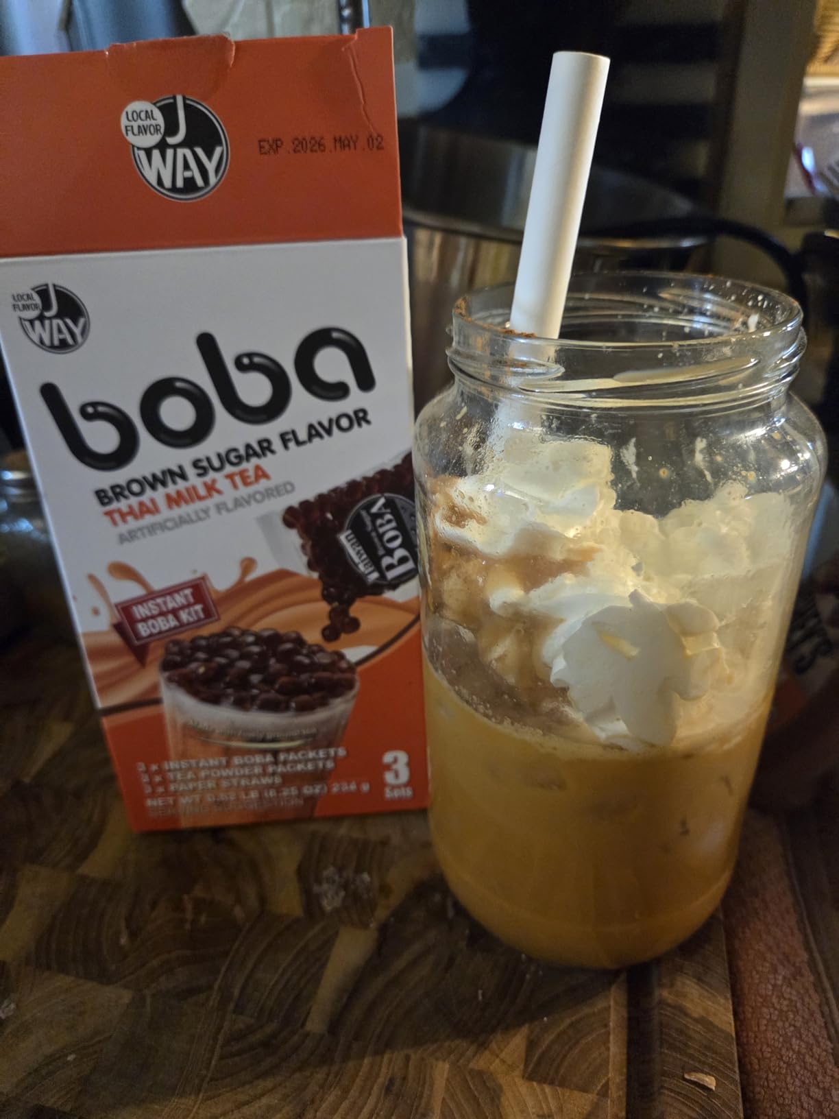 Boba Bundle Kit 10 Serv. Instant Bubble Pearl Variety Milk Tea Kit with Authentic Brown Sugar Tapioca Pearls by Yulu Foods - Ready in Under 1 Minute, Includes Paper Straws - Gift Box, Holiday (Classic, Taro and Strawberry) customer photo 1