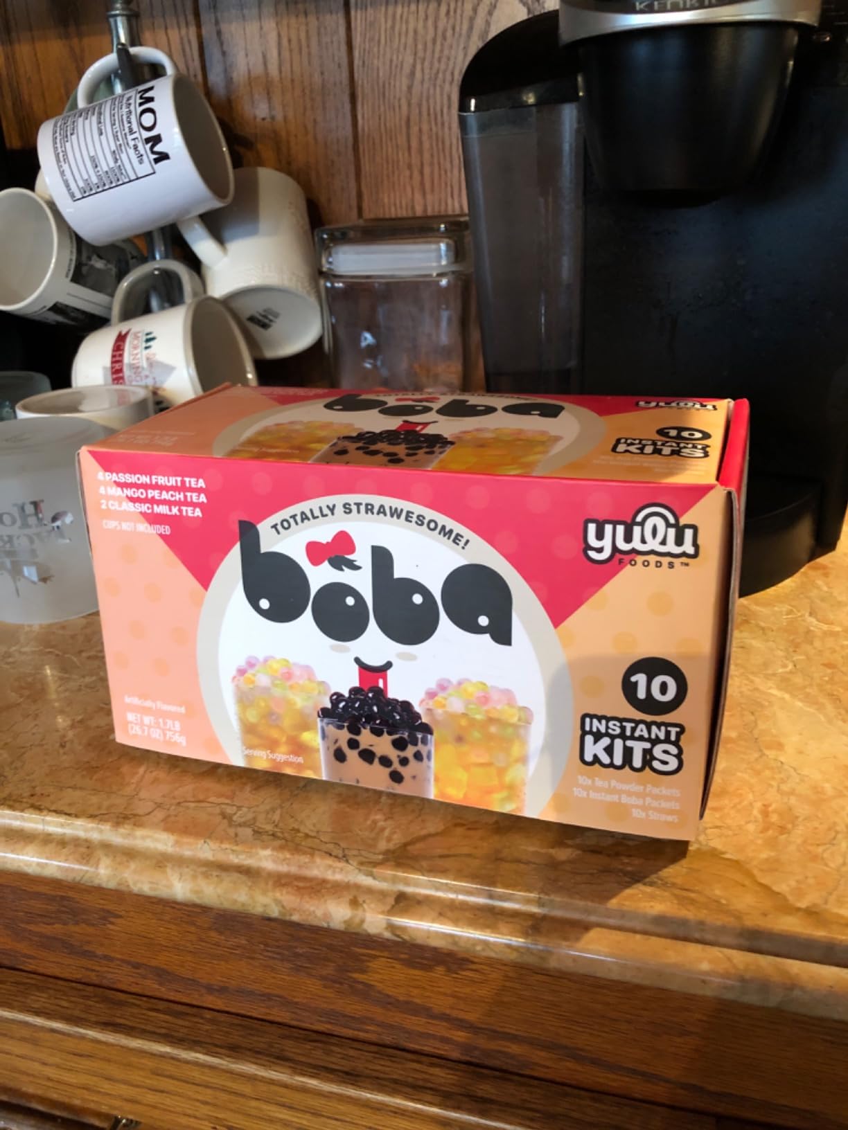 Boba Bundle Kit 10 Serv. Instant Bubble Pearl Variety Milk Tea Kit with Authentic Brown Sugar Tapioca Pearls by Yulu Foods - Ready in Under 1 Minute, Includes Paper Straws - Gift Box, Holiday (Classic, Taro and Strawberry) customer photo 2