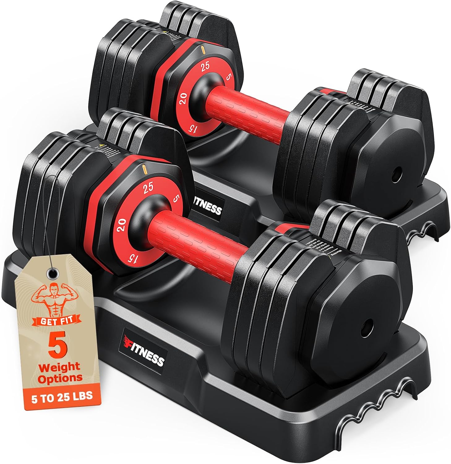 Adjustable Dumbbells Set of 2, 1 Hand Adjustable Weights Dumbbells Set, 5 in 1/10 in 1 Free Dumbbell with Anti-Slip Texture Handle, 25/55/80lb Pair Weight Set For Home Gym Suit both Men and Women customer photo 1