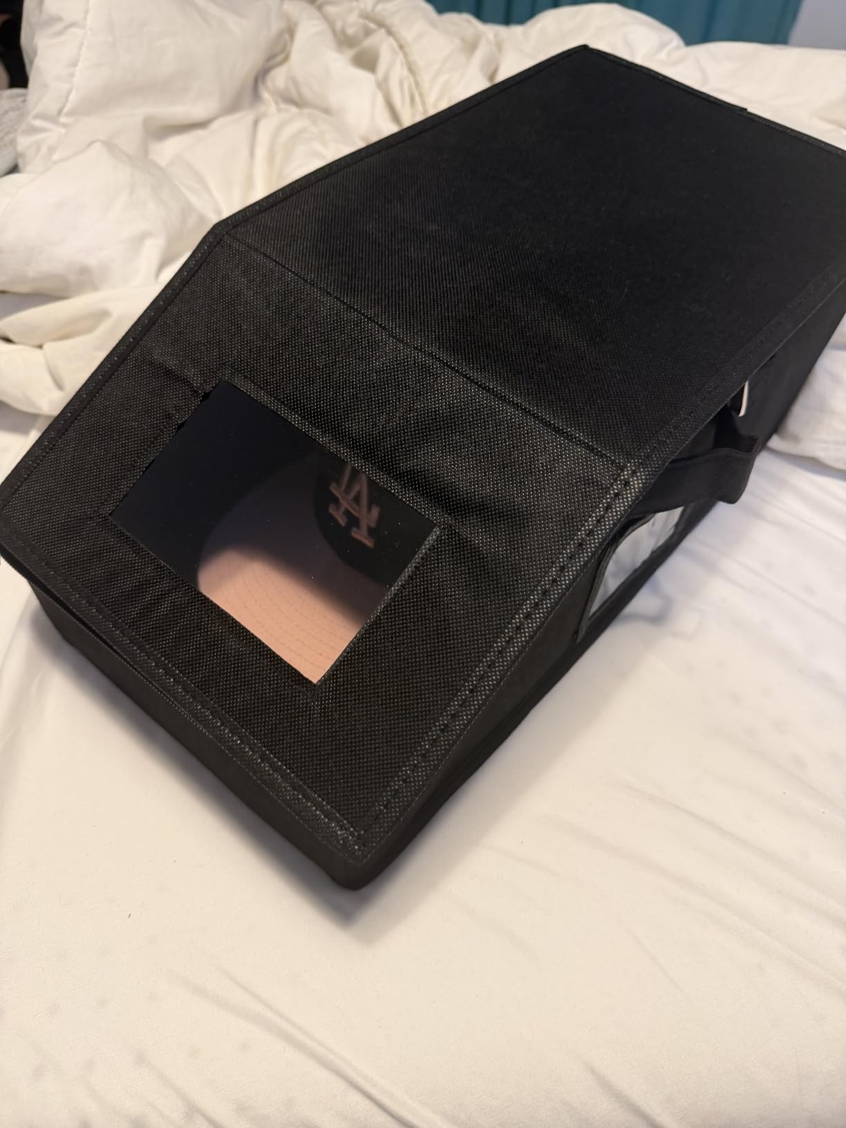 AOODA 2 PCS Stackable Hat Storage for Baseball Caps, Holds up to 24 Caps Hat Organizer for Closet, Sturdy Snapback Boxes for Men with Cardboard, Grey customer photo 2