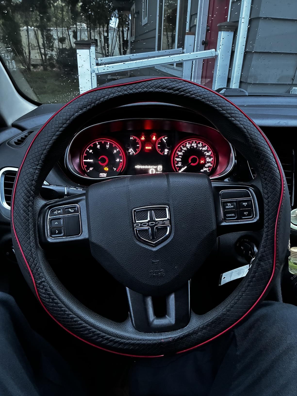 Ouzorp Car Steering Wheel Cover, Microfiber Leather Steering Wheel Covers with Anti-Slip Lining, Universal 14.5-15 inchs Black customer photo 2