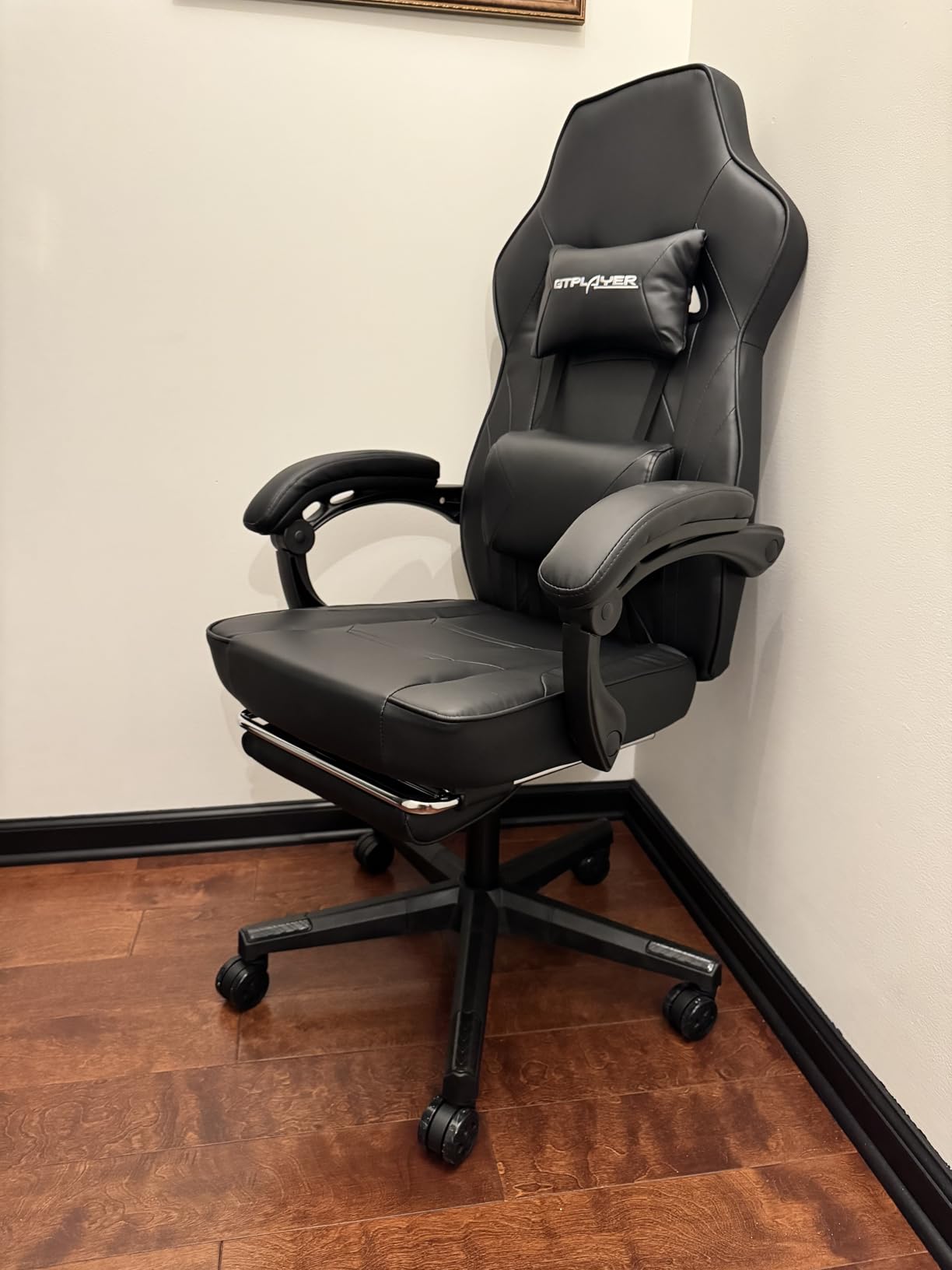 GTPLAYER Gaming Chair with Footrest, Big and Tall Game Chair 350lb Racing Style Computer Chair, Ergonomic Executive Office Chair High Back with Lumbar Support and Recliner, Light Gray customer photo 2