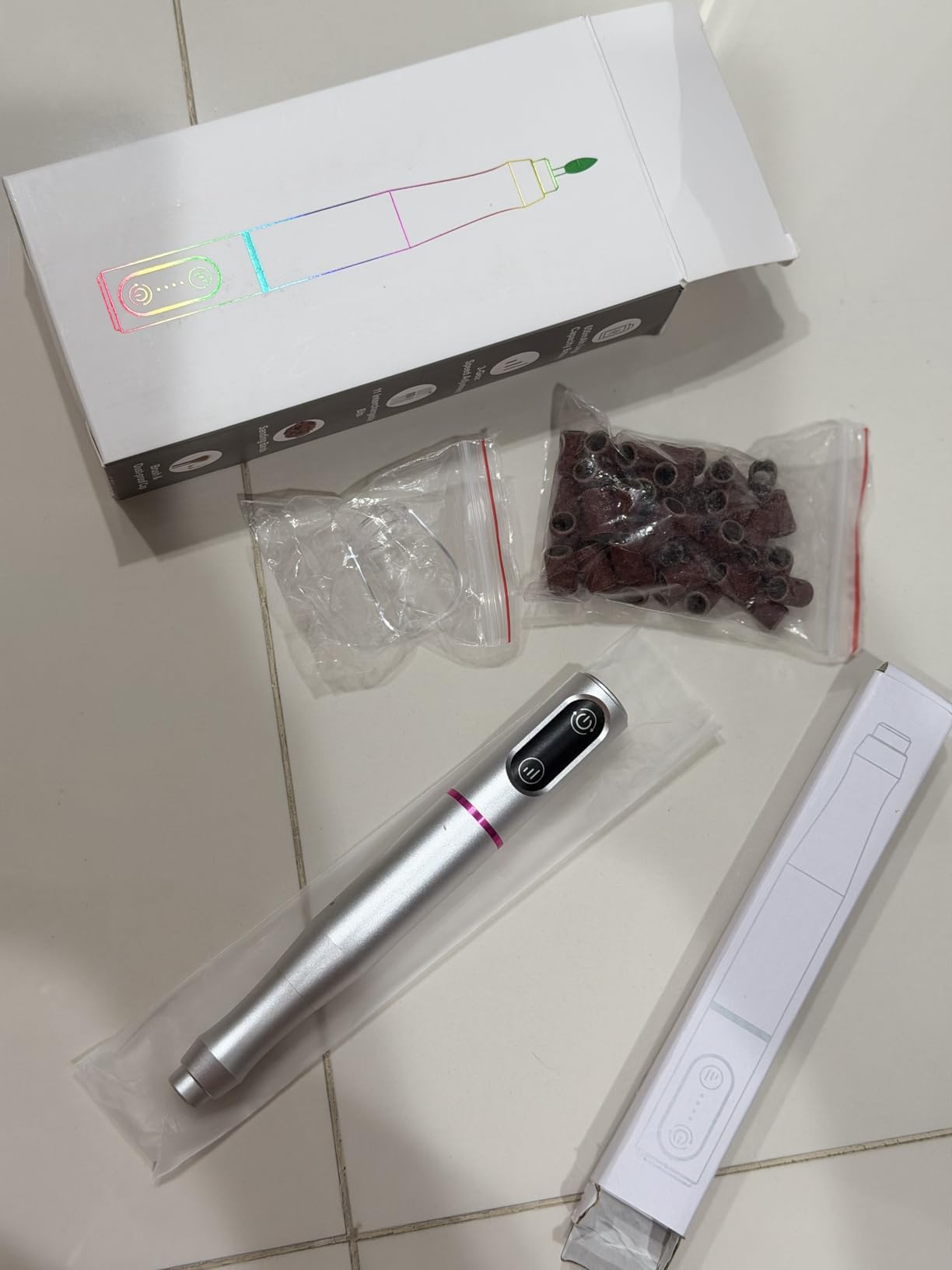 Cordless Nail Drill Electric Nail File Kit, Rechargeable Efile Set, Portable Acrylic Gel Nail Polish Remover Machine, Pedicure Manicure Tool, 11 Bits, 56 Sanding Bands, Salon Home, Purple customer photo 1