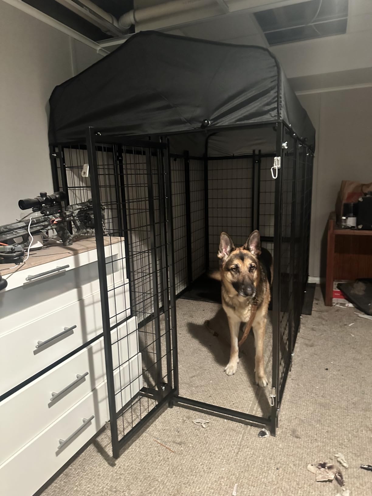 Sino Luban Outdoor Dog Kennel Outside Run with Doggy Door, Swivel Feeder&Roof - 8x4x6FT Large Dog Kennels Pens Outside for Large Dogs Breed- Heavy Duty Cage Yard (Can Connect to Your Dog House) customer photo 2