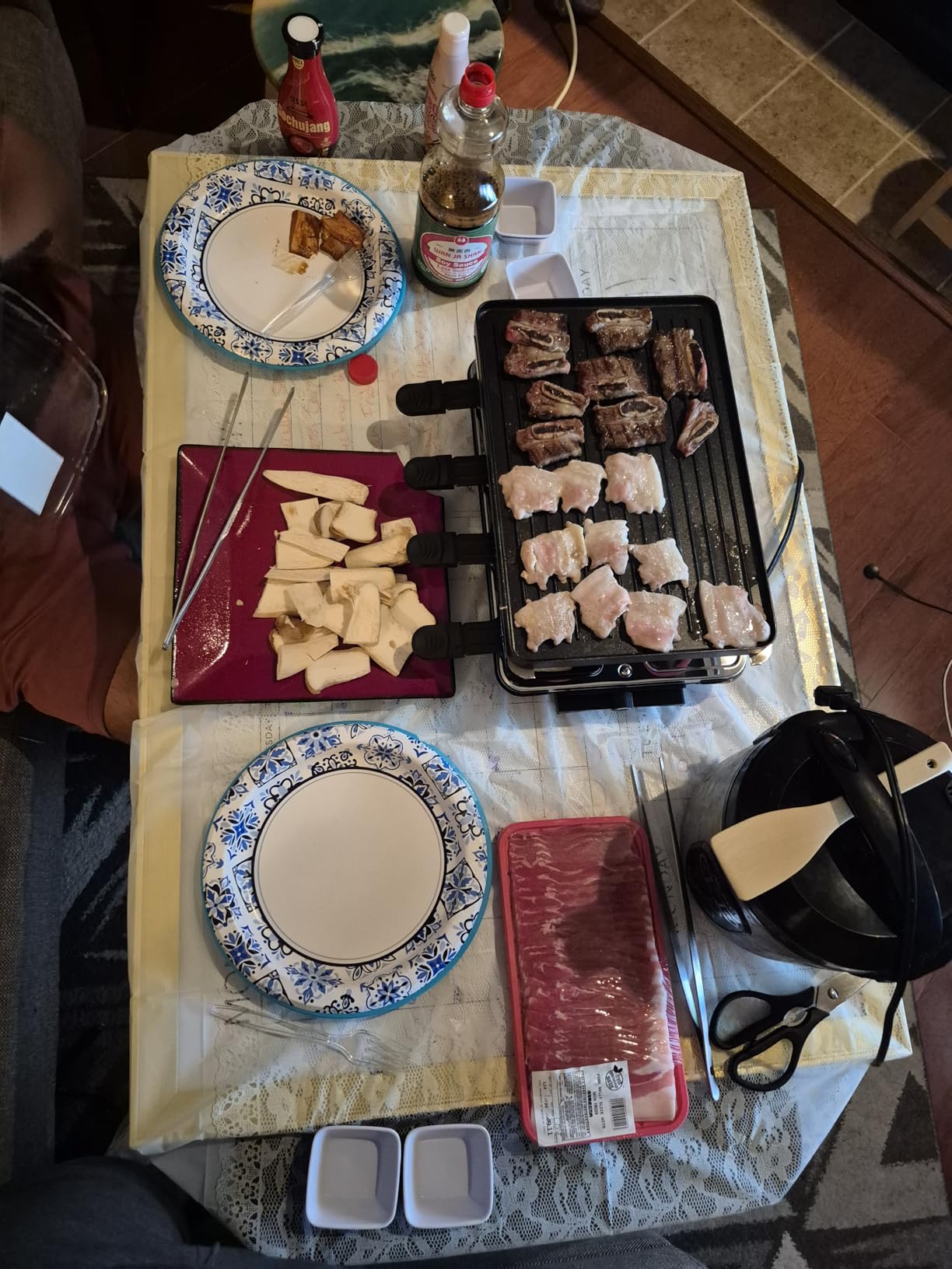 HBN Electric Raclette Table Grill with 8 Warming Trays, 2-in-1 Korean BBQ Grill & Electric Griddle Nonstick, Adjustable Temperature Control,1300W, Great for Indoor Family Gatherings, Parties & Dining customer photo 1