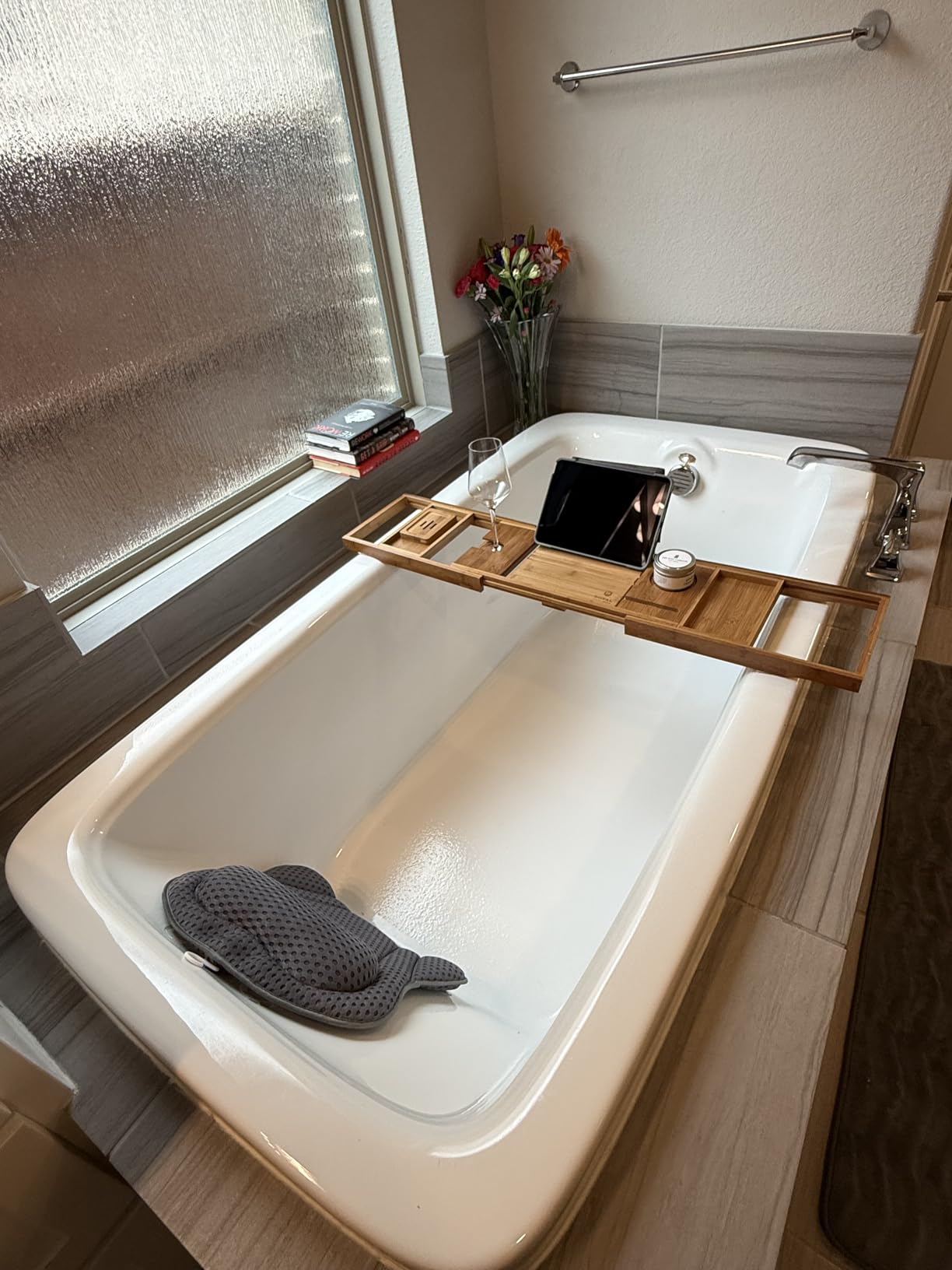 ROYAL CRAFT WOOD Premium Foldable Bathtub Tray Caddy - Wood Bath Tray for Tub, Bamboo Shelf, Expandable Bath Table Trays, Bathtub & Bathroom Accessories for New Home & Mothers, Birthday Gifts for Mom customer photo 1