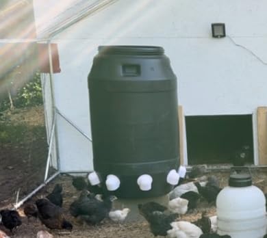 ZenxyHoC Chicken Feeders No Waste, DIY Automatic Poultry Feeder 8 Ports 1 Hole Saw with Covers Gravity Feed Kit for Buckets Barrels Bins Troughs (Red) customer photo 1