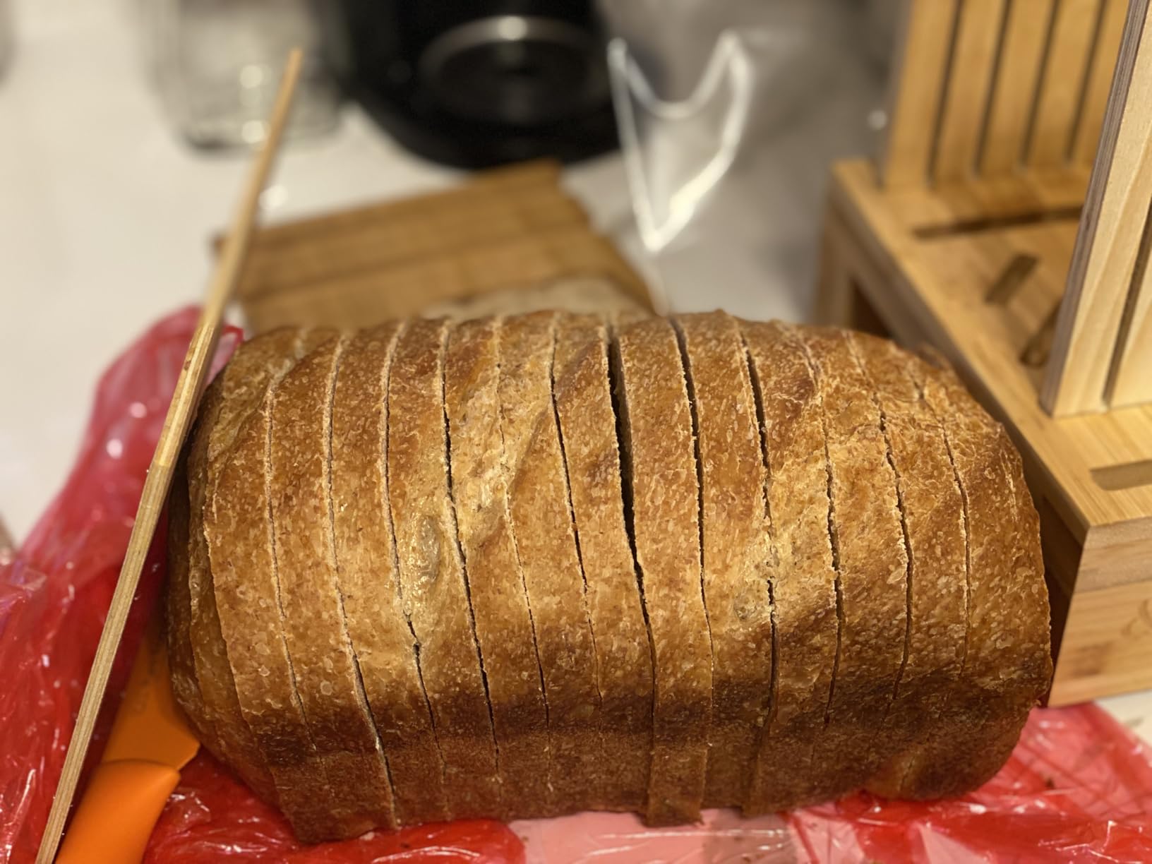 Albert & Grace Adjustable Bread Slicer - Premium Cross-Laminated Bamboo, High 6.1