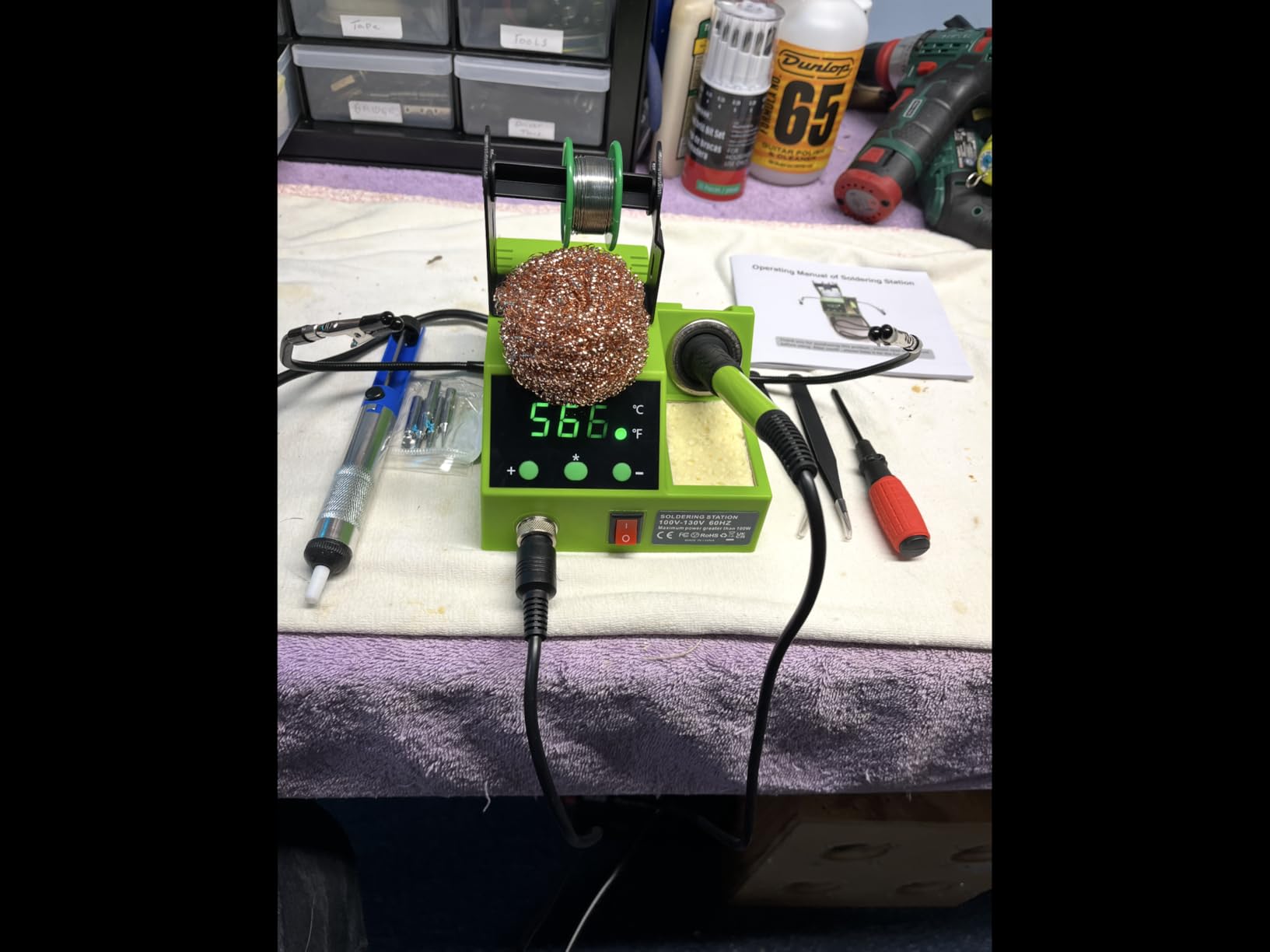 Soldering Station, 100W Digital Display Soldering Iron Station Kit with 2 Helping Hands, 356°F - 896°F, Auto Sleep, °C/°F Conversion, Solder Wire, Tips, Stand, Pump, Tweezers, Tip Cleaner, Green customer photo 1