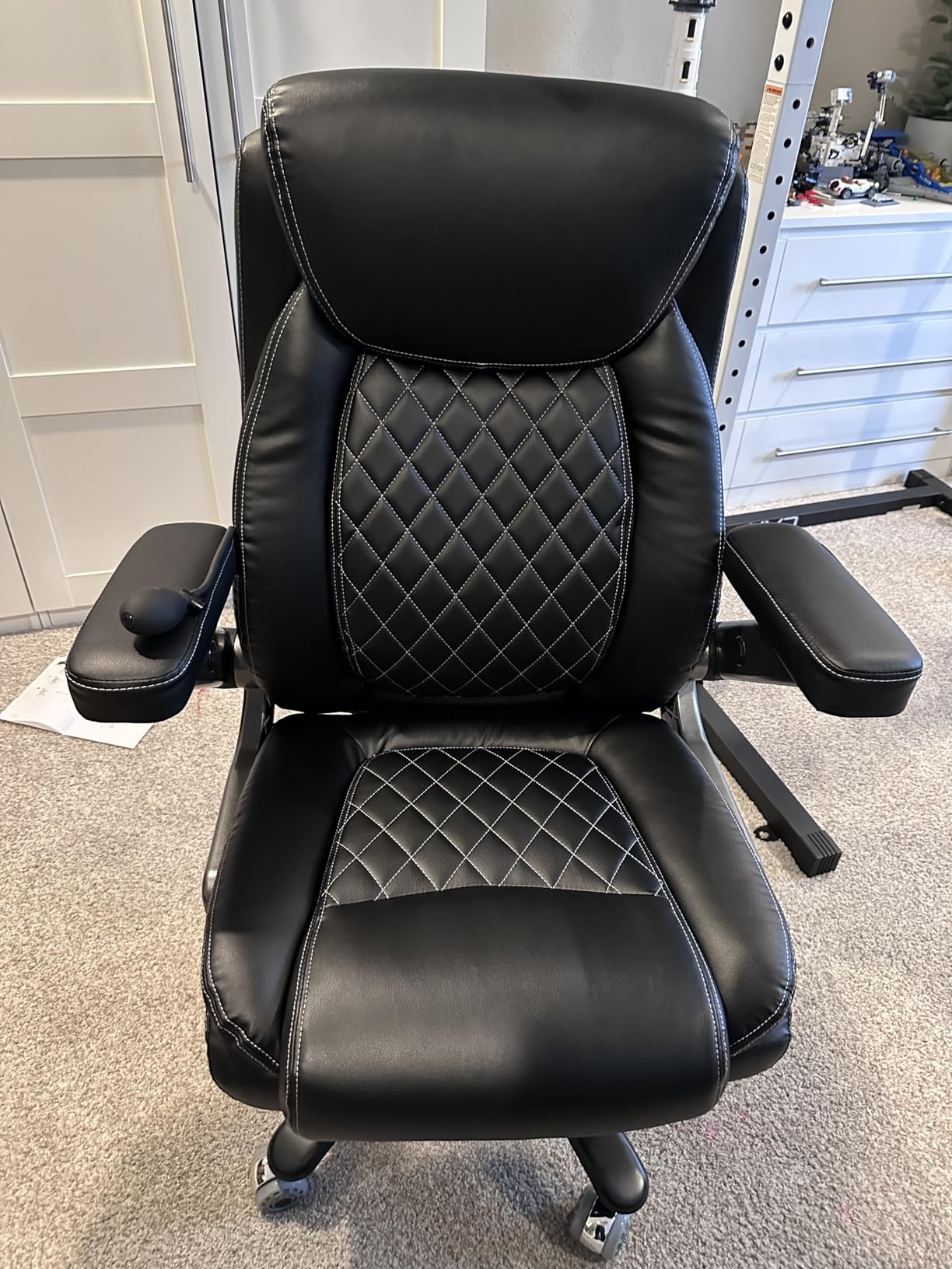600LBS Large Heavy Duty Office Chair with 5D Flip Arms,Comfy Big and Tall Executive Office Desk Chair with Pocket Spring Cushion,High Back Computer Chair with Lumbar Support,Dual Rubber Wheel customer photo 1