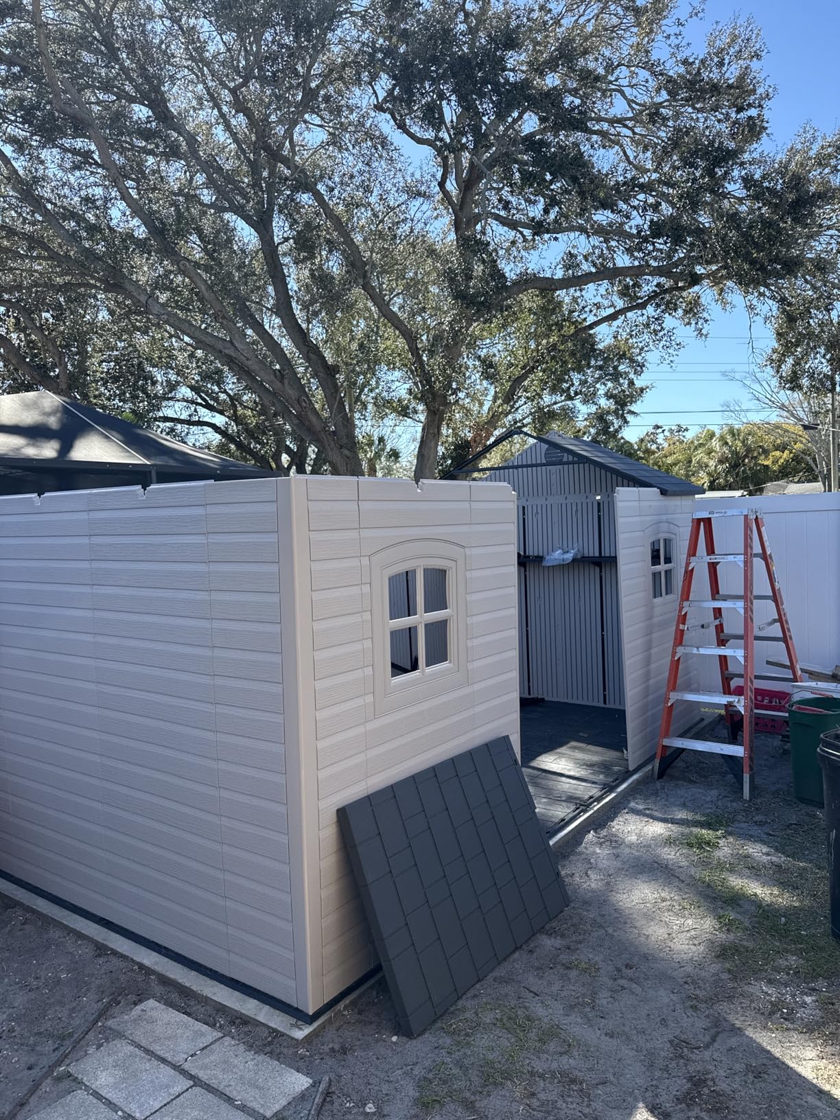 Lifetime Outdoor Storage Shed, 15x8 Ft, Desert Sand, Resin Backyard Tool Shed with Lockable Doors and UV-Protected Panels customer photo 1