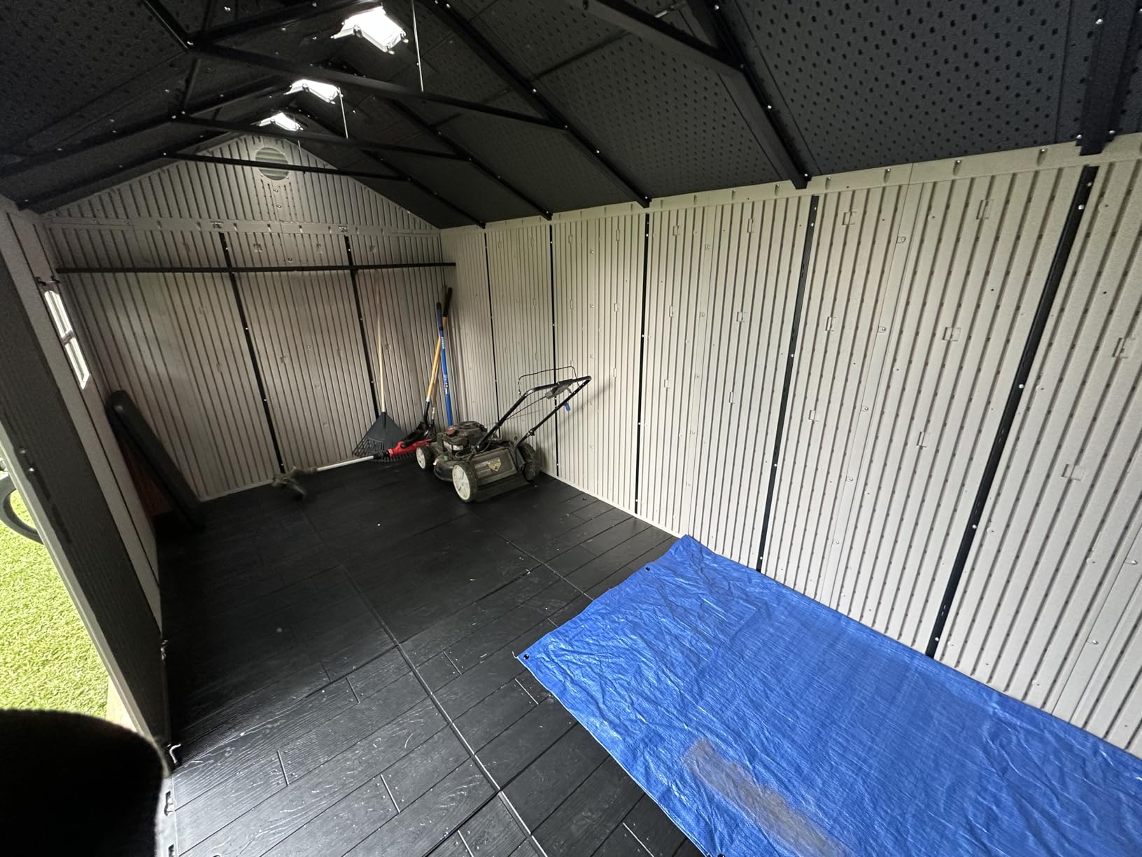 Lifetime Outdoor Storage Shed, 15x8 Ft, Desert Sand, Resin Backyard Tool Shed with Lockable Doors and UV-Protected Panels customer photo 2