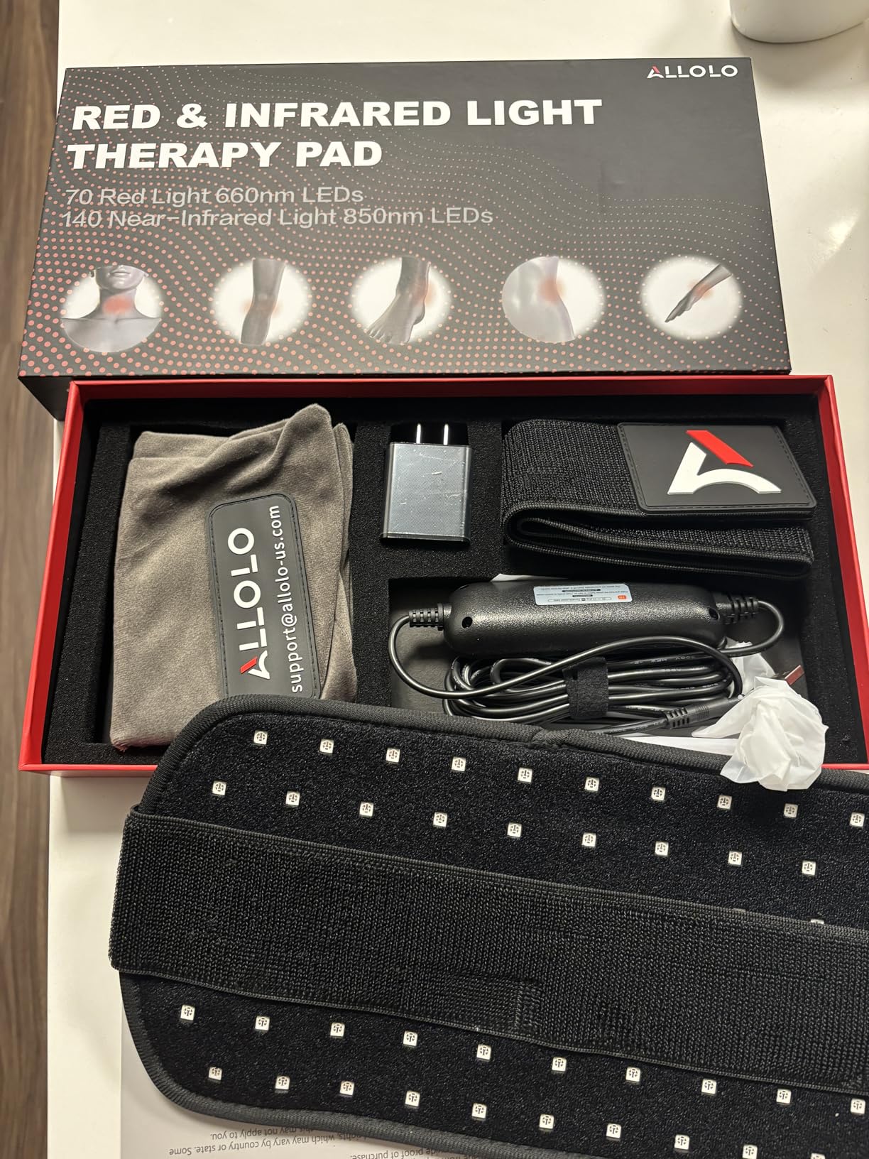 ALLOLO Red Light Therapy for Body, 3-in-1 LED Bead Red Light Therapy Belt with Timer Remote Control, 12.6