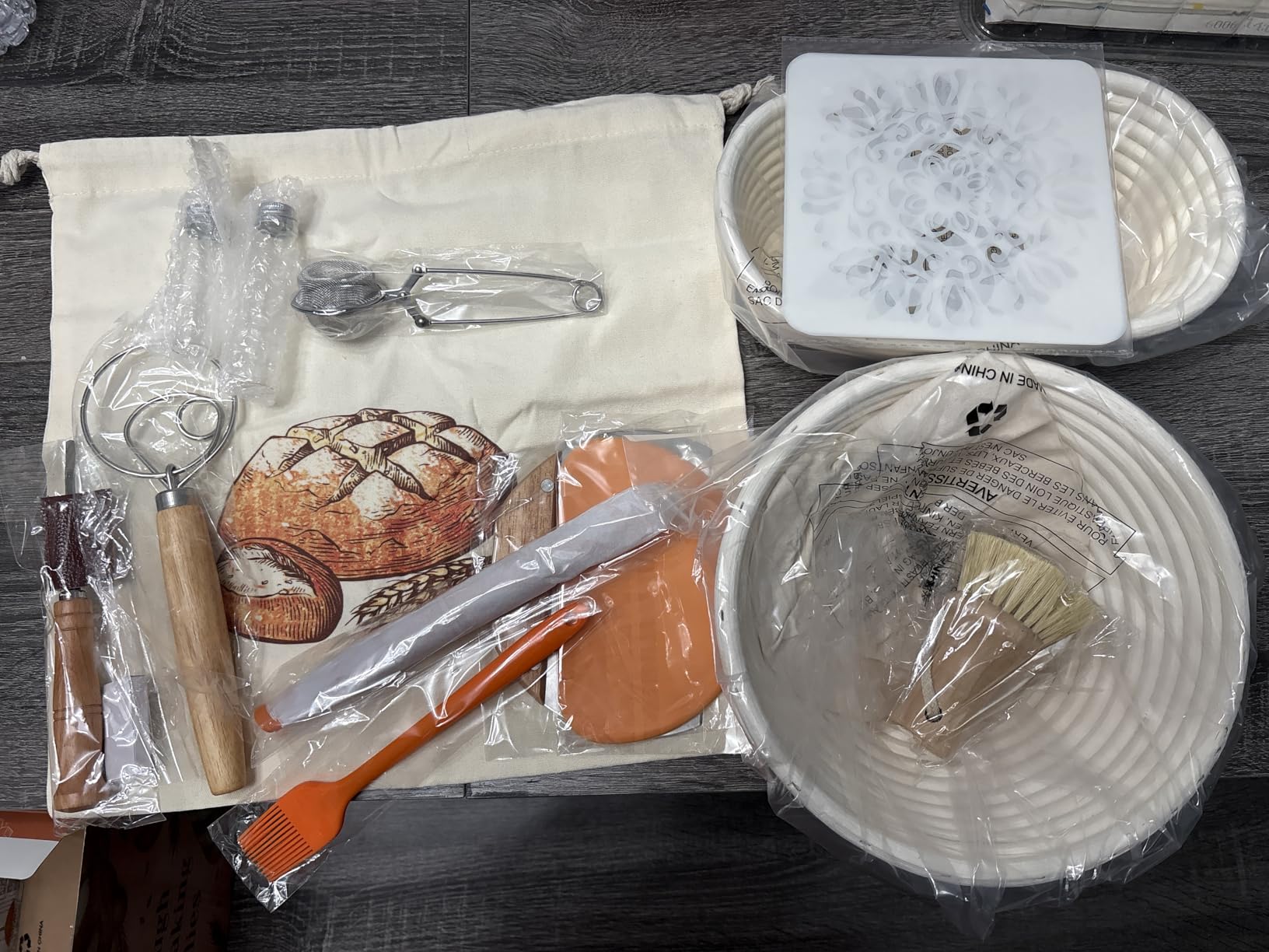 Sourdough Bread Baking Supplies, Sourdough Starter Kit, Bread Proofing Basket, Bread Making Tools Kit, Sour Dough Kit Tools, Sourdough Proofing Basket, Sourdough Kit Gifts for Bakers Women Wife Mom customer photo 1