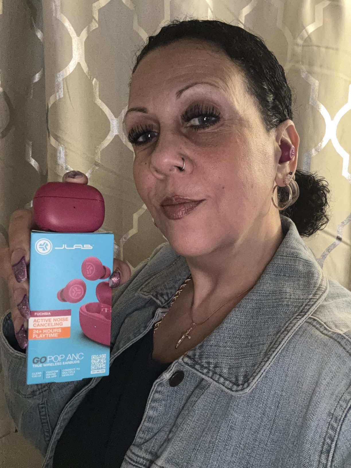 JLab Go Pop ANC True Wireless Earbuds & Charging Case, Transparent Teal, Active Noise Cancelling, 10mm Drivers, Dual Connect, Customize Your Sound with App, Be Aware Mode, MEMS Microphone customer photo 1