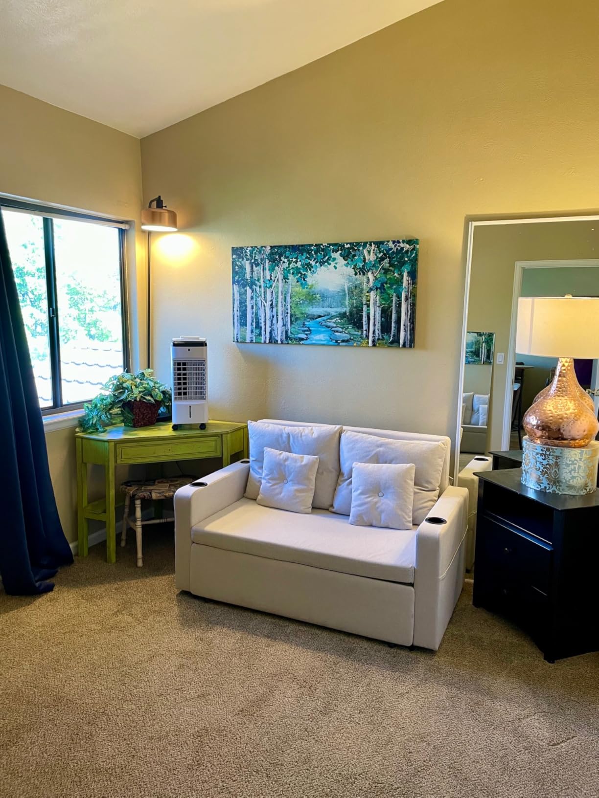 3 in 1 Sofa Bed, 56 Inch Convertible Pull Out Couch, Loveseat Sleeper Sofa with Cup Holders, USB, Sofa Couches for Living Room, Bedroom, Apartment, Dark Grey customer photo 1