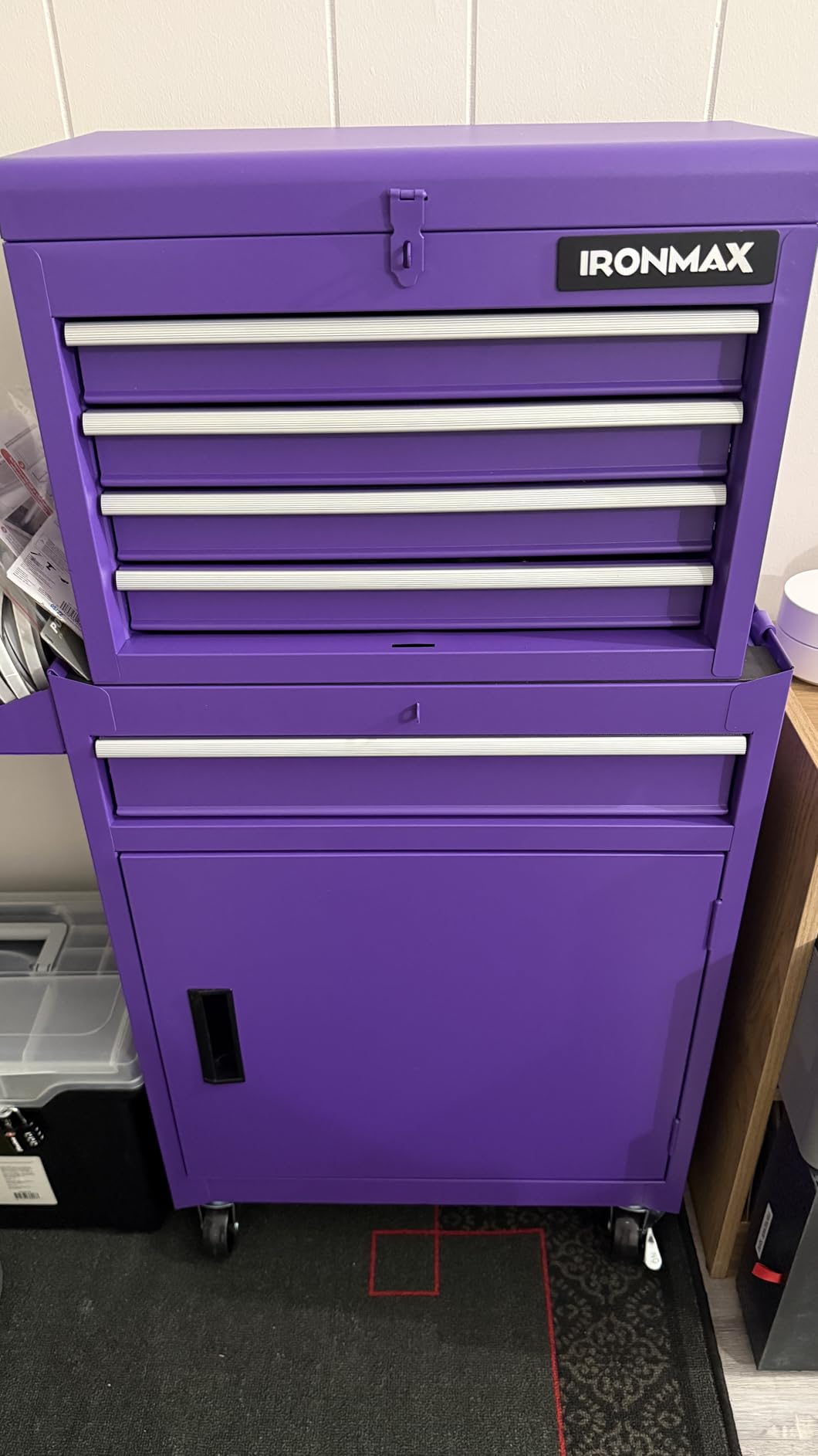 Goplus Tool Chest, 5 Drawers Rolling Tool Cabinet with Detachable Top Toolbox, Universal Lockable Wheels, Lock Bar, Protective Liner & Tool Rack, Metal Tool Storage Cart, Tool Box for Garage Workshop customer photo 2