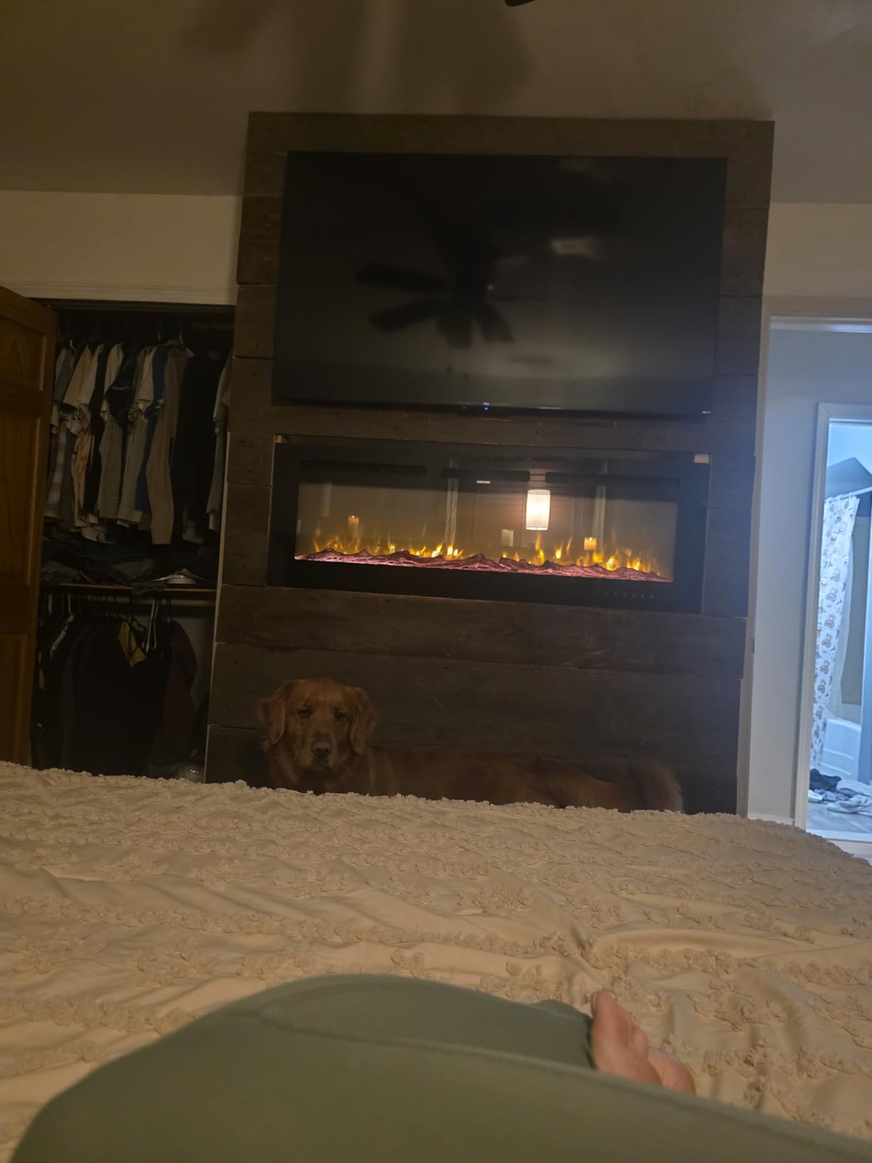 EUHOMY 50 Inch Electric Fireplace Wall Recessed and Wall Mounted with Adjustable Flame Color, Fireplace Heater with Remote Control, Linear Fireplace with Timer, Touch Screen, Log & Crystal, 750/1500W customer photo 1