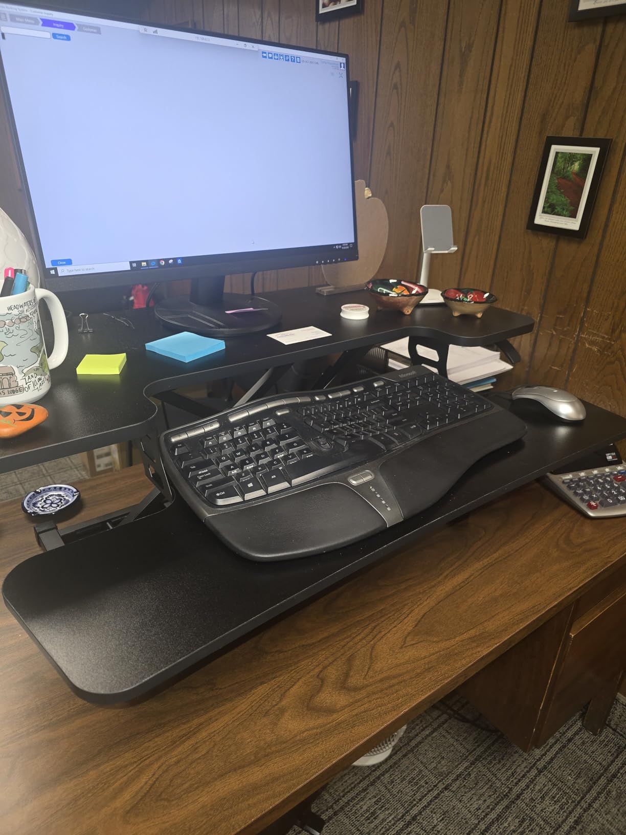 FLEXISPOT 36-inch Standing Desk Converter Height Adjustable Sit to Stand Up Workstation, Dual Monitor and Laptop Riser with Wide Keyboard Tray, Black customer photo 1