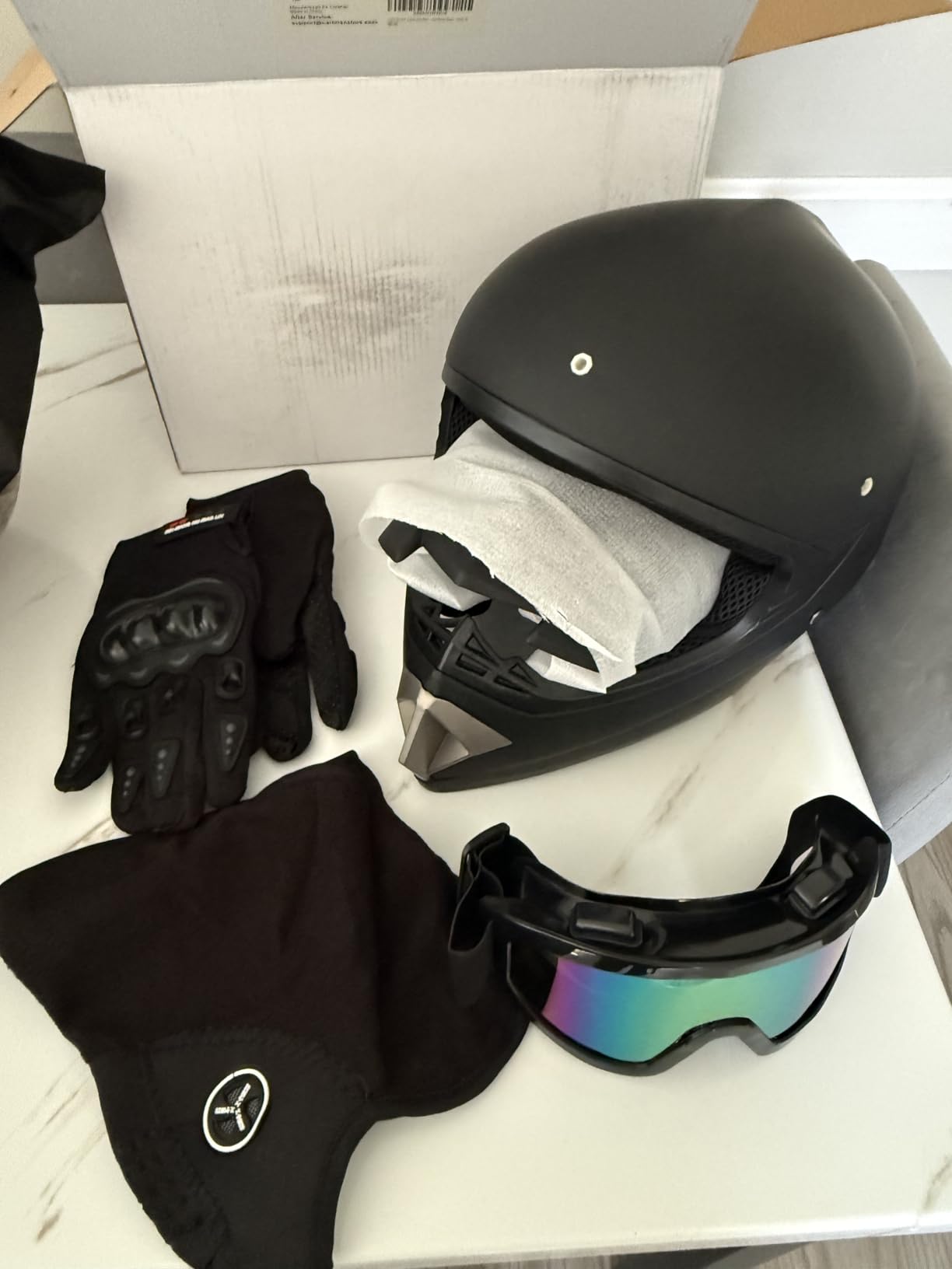 CARTMAN Adult Dirt Bike Helmets Motocross ATV Dirtbike Offroad Full Face Motorcycle Helmet, DOT Approved Matte Black and Blue customer photo 2