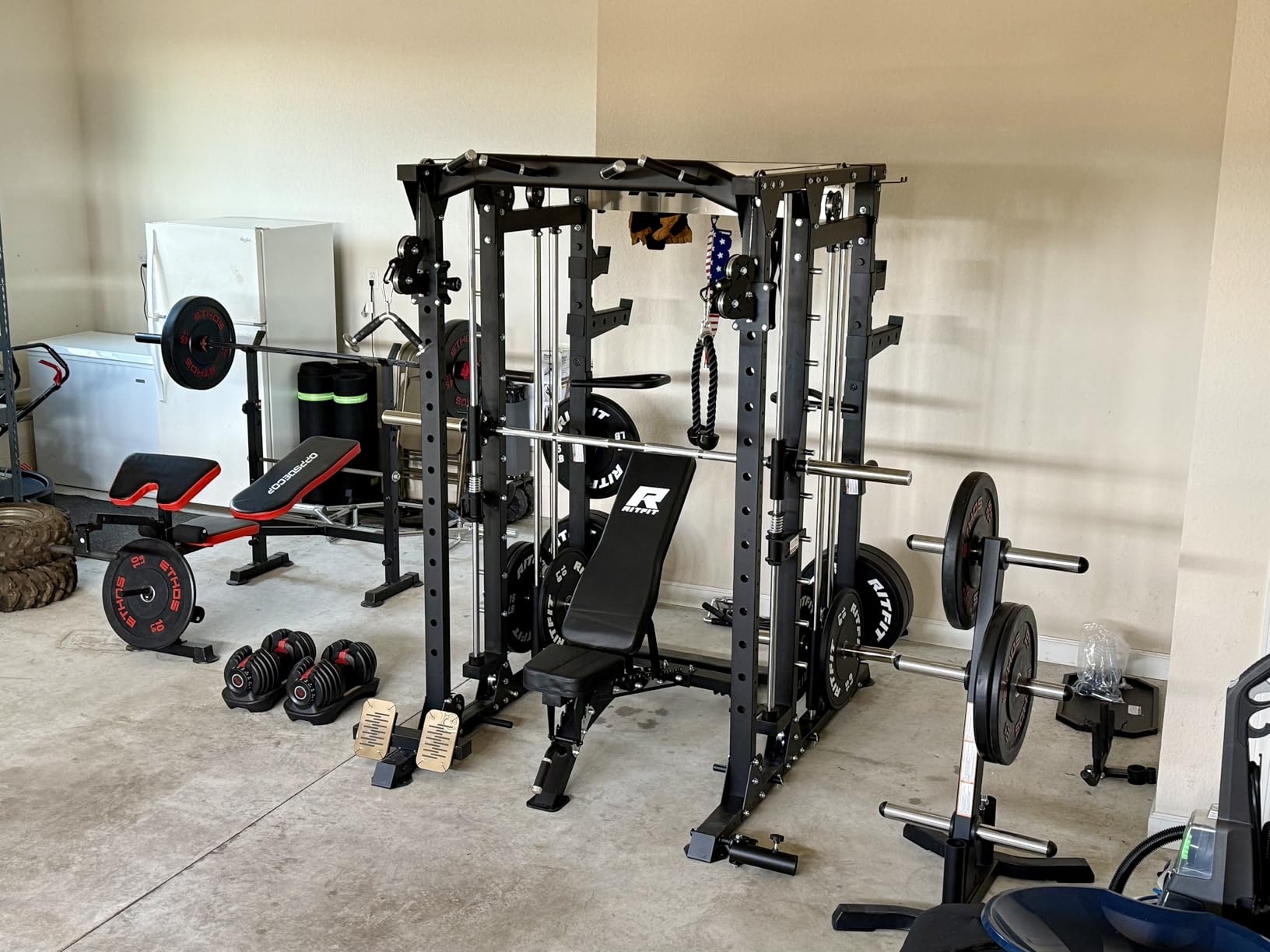 RitFit Buffalo Smith Machine, Power cage with LAT-Pull Down System & Cable Crossover System, All-in-One Squat Rack for Home Gym, Power Rack customer photo 2