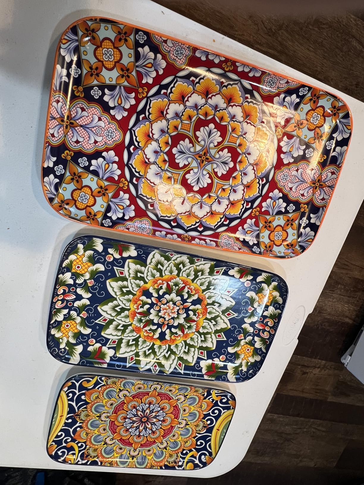 vancasso Serving Platters Set of 3, 16/14/12 Inch Rectangular Trays - Extra Large, Ceramic Bohemian Serving Dish for Entertaining Food, Microwave & Dishwasher Safe customer photo 1