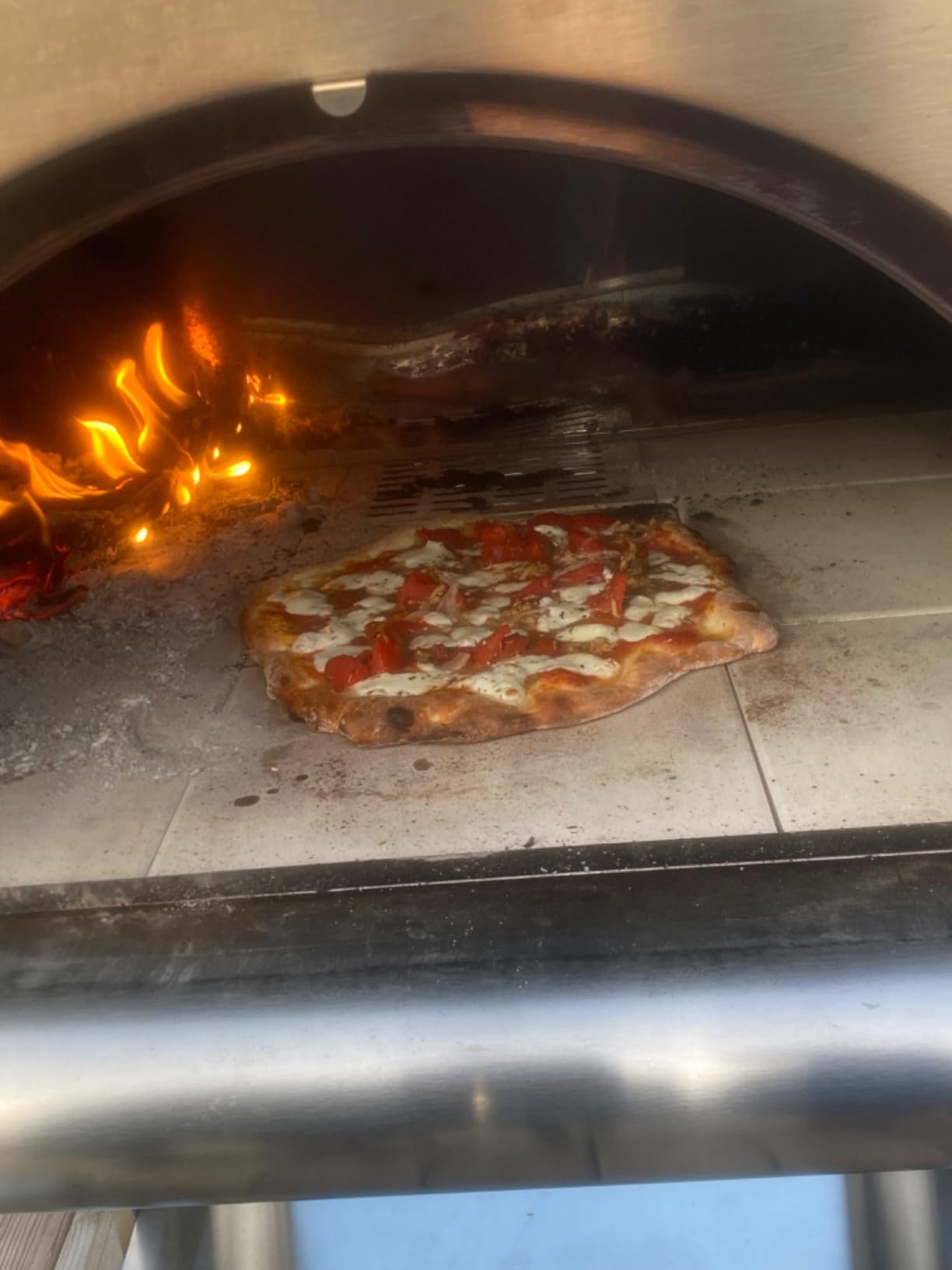 KOSTCH 32.5 inch Wood Fired and Propane Gas Pizza Oven for Outdoor Kitchen in Stainless Steel, Large Pizza Oven for Outside, Yard and Party (Blue with Cover) customer photo 1