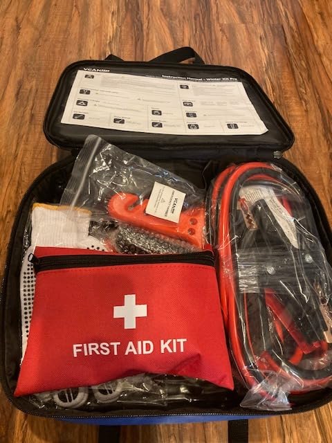Car Emergency Kit with Jumper Cable, First Aid Kit, Winter Travel Assistance with Detachable Snow Shovel, Safety Emergency Kit for Cars, Trucks customer photo 2