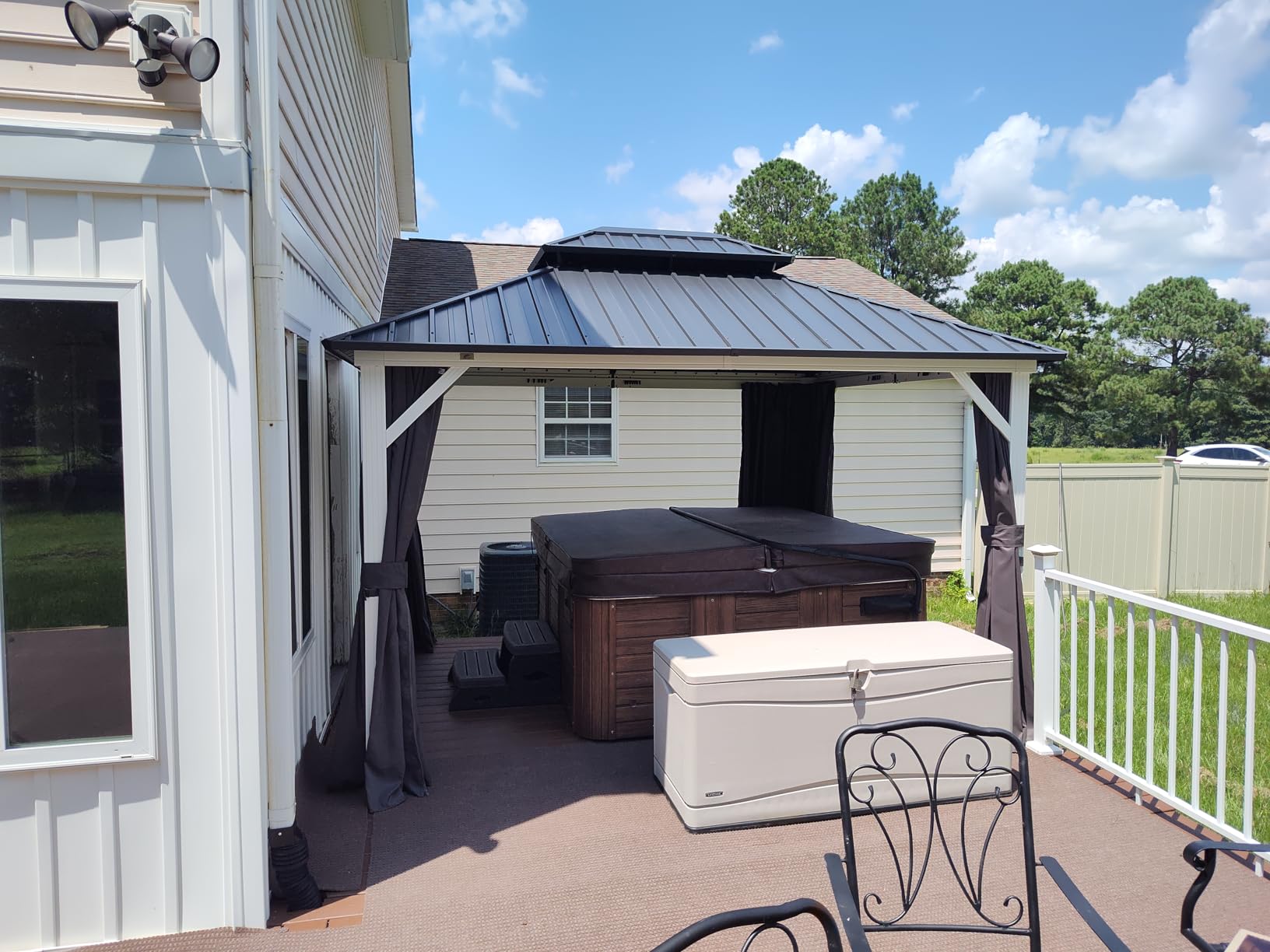 PURPLE LEAF 10' X 14' Hardtop Gazebo Metal Double Roof White Aluminum Frame Outdoor Heavy Duty Gazebo with Curtain and Netting for Patio Garden and Backyard, Grey customer photo 1