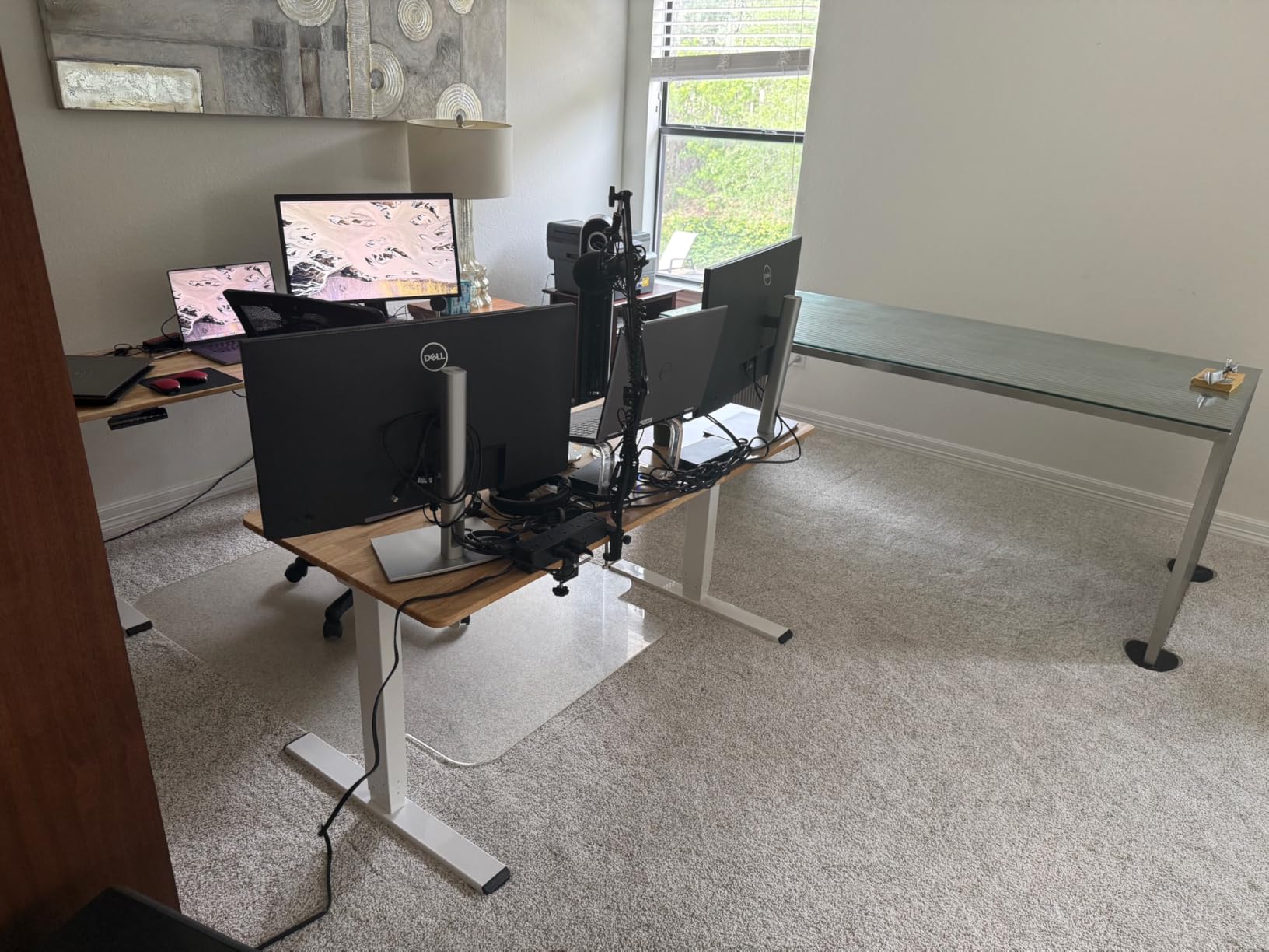 FlexiSpot E6 Solid Wood 3-Stage Dual Motor 55 x 24 Electric Standing Desk, Holds 220 lbs, Adjustable Height w/ Memory Presets, Butcher Block Rubberwood Desktop & White Frame customer photo 2