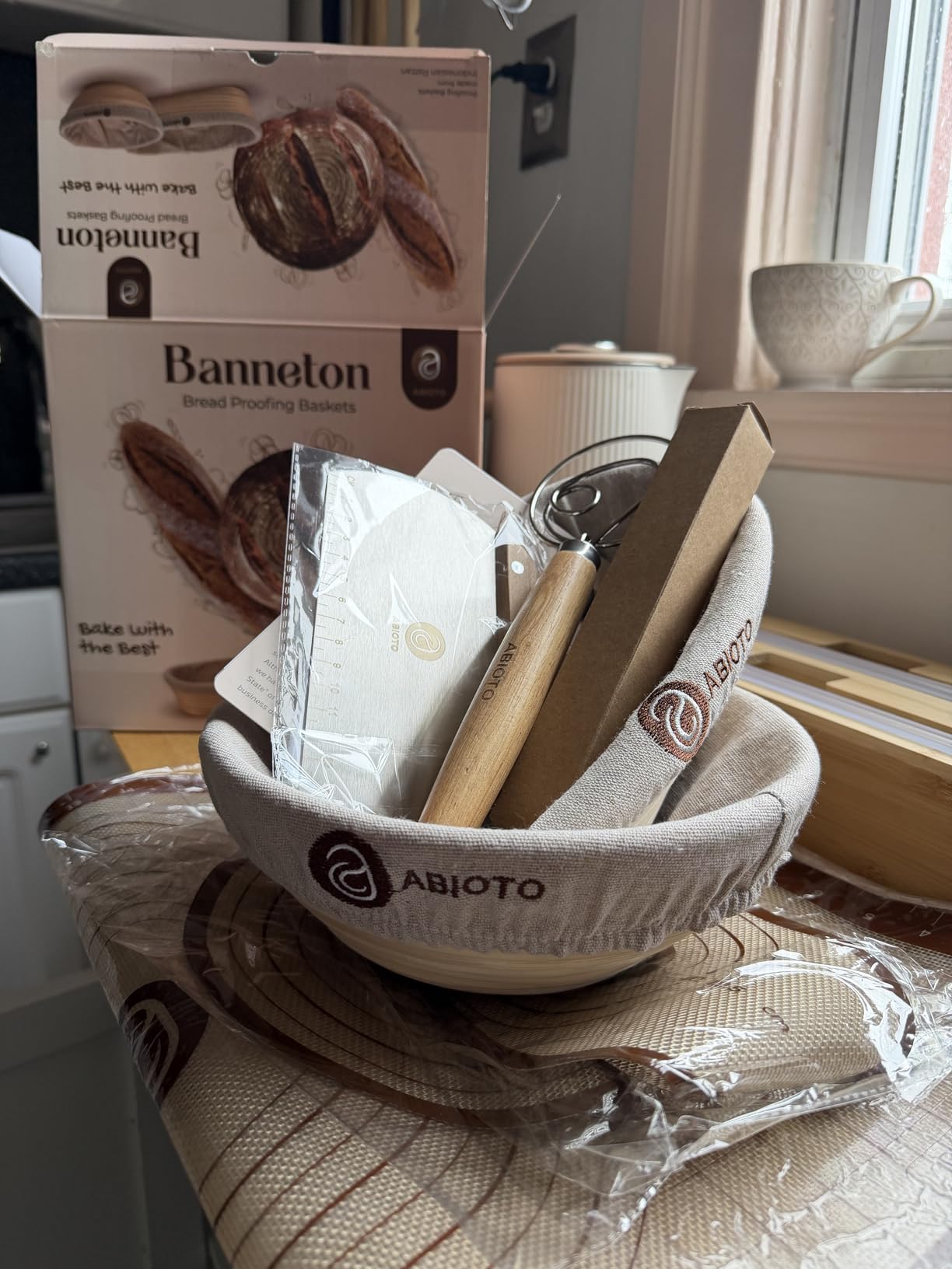 Banneton Bread Proofing Basket Set with Sourdough Bread Baking Supplies, A Complete Sourdough Starter Kit with Bread Lame, Danish Whish, Bowl & Dough Scraper, 2 Bread Slings, and Baking Mat customer photo 1