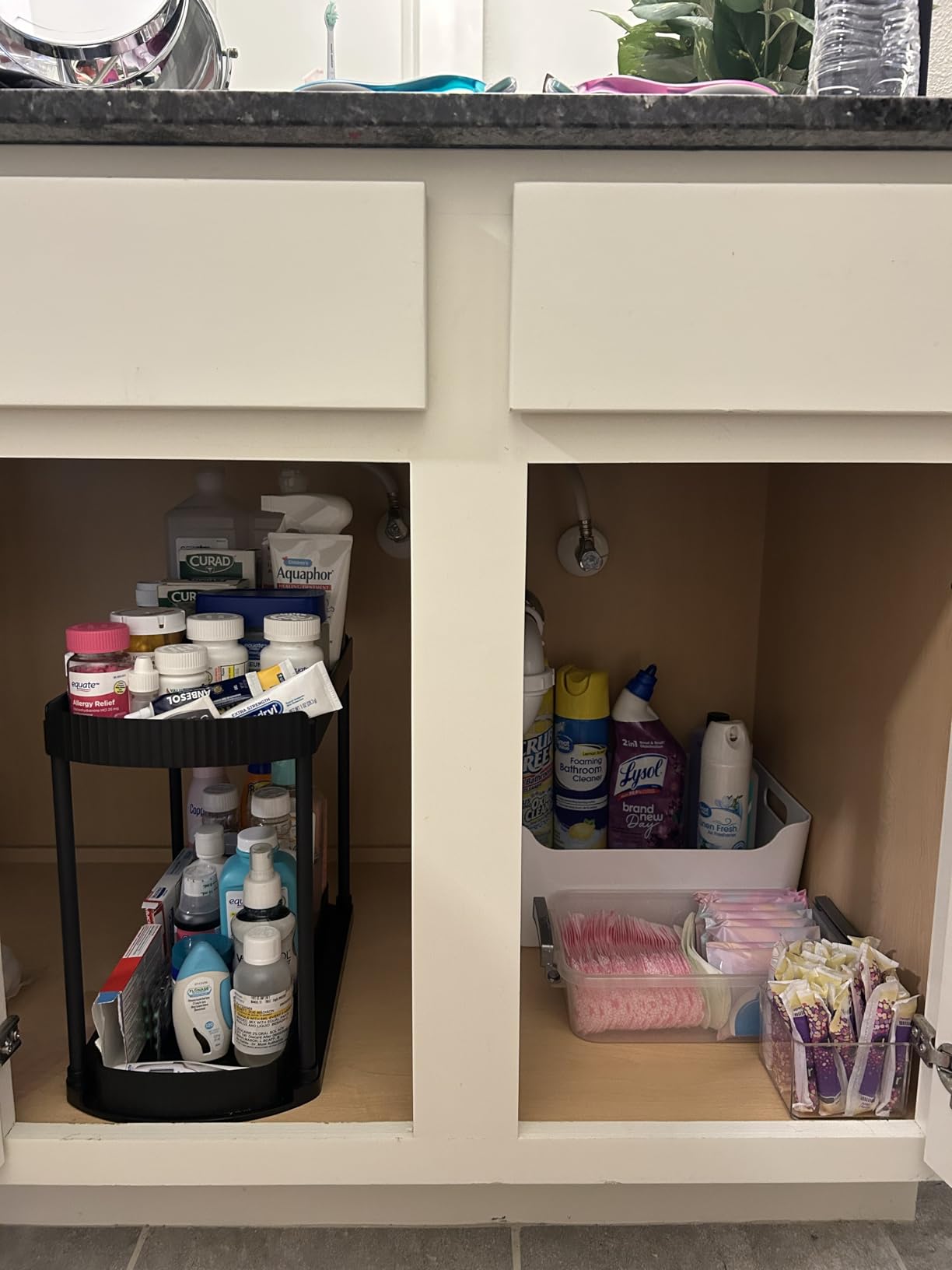 Multi-Purpose Pull-Out Storage Organizers, Under Sink/Cabinet Organizers and Storage for Bathroom & Kitchen, Black, 12.8 Inches, 2 Packs customer photo 1