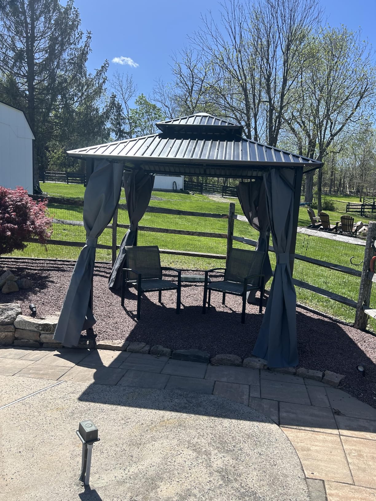 12'x14' Hardtop Gazebo, Outdoor Double Roof Galvanized Steel Gazebo, Aluminum Frame Permanent Pavilion with Curtains & Netting for Backyard, Patio, Deck (12x14) customer photo 2