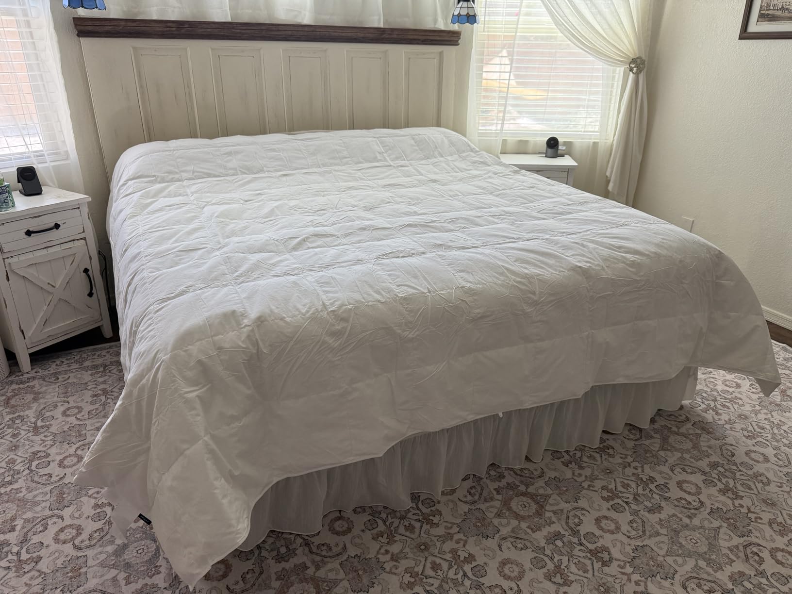 Globon Summer Down Comforter King Size, Extra Lightweight Blanket/Duvet Insert for Hot Sleepers, Noiseless & Extra Soft, 106x90 inches, White customer photo 1