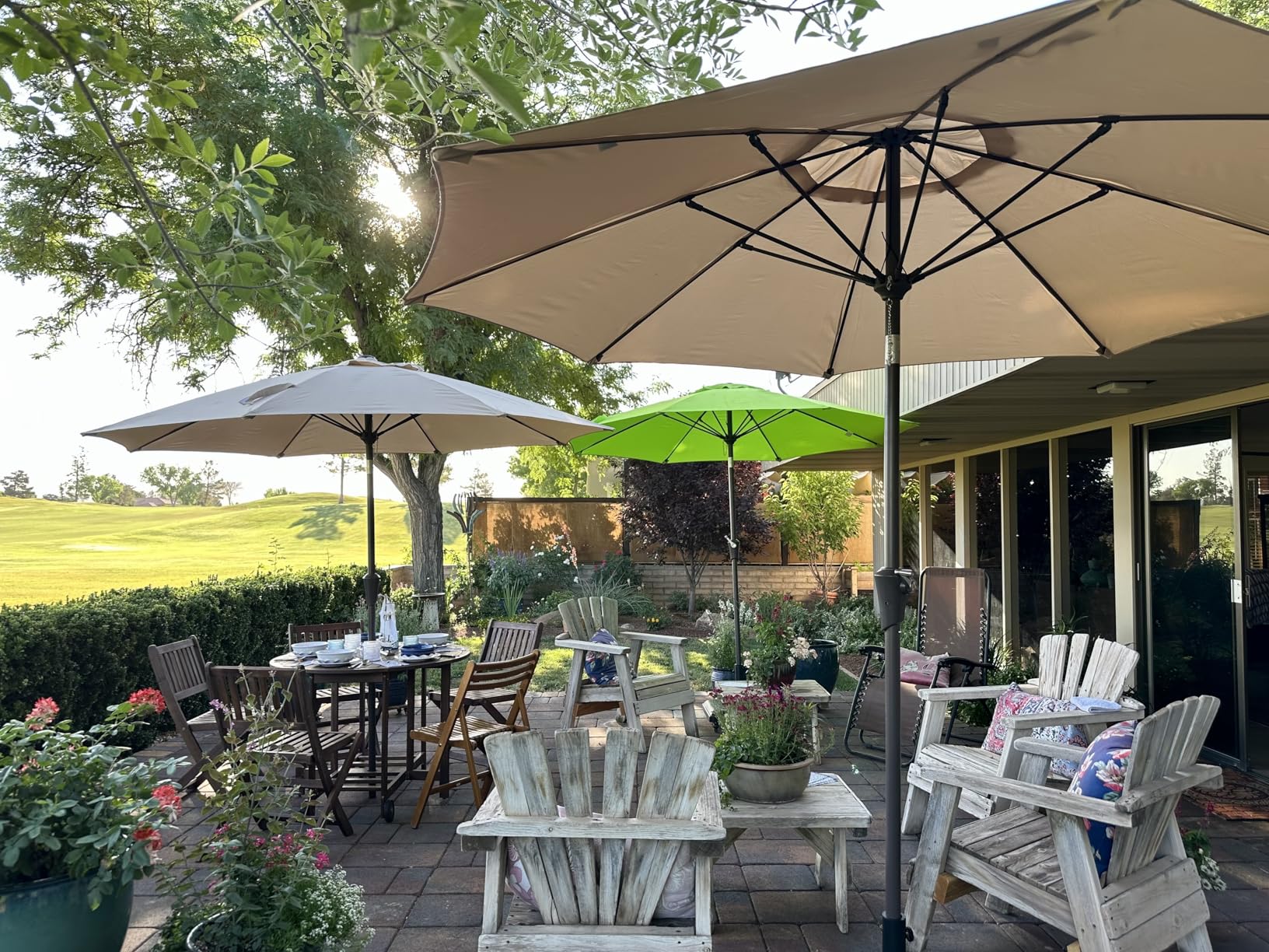 Ayge 7.5FT Large Outdoor Patio Umbrella Market Table Umbrella-UV Resistant, Easy Push Button Tilt and Crank, 6 Sturdy Fiberglass Ribs Heavy-Duty Pool Umbrella for Deck, Backyard, Garden, Yard, Beige customer photo 1