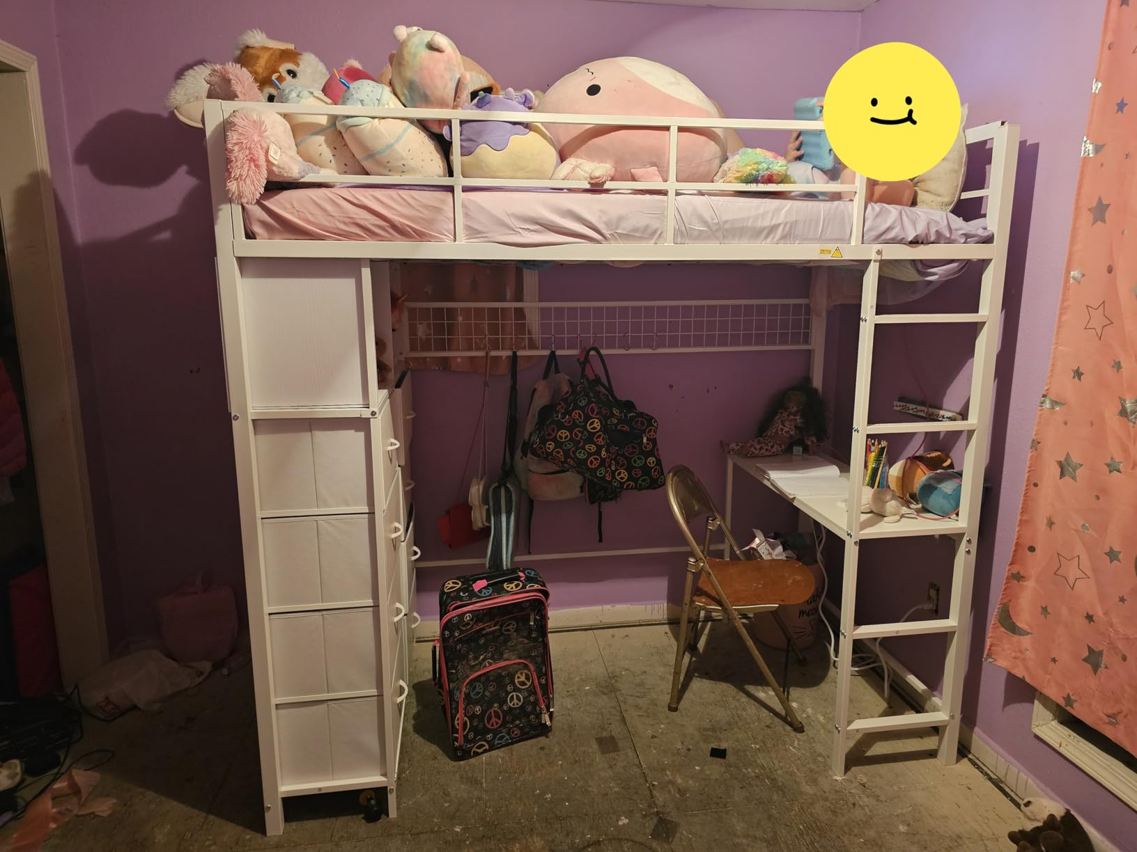 ADORNEVE Twin Size Loft Bed with Desk and 8 Storage Drawers, Metal Kids Loft Bed Twin with LED Lights & Charging Sation, Storage Shelves, 13.1